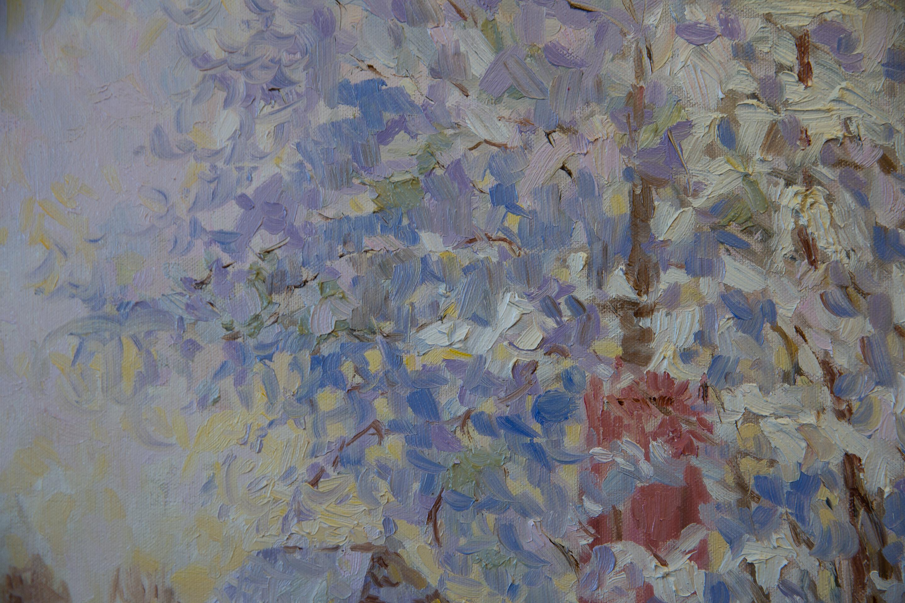 Vue du The Studio. Paysage vertical, impressionnisme, hiver, nature, chat en vente 4
