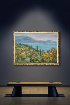 View Of Lake Garda. Italy, landscape paintings, Lake Garda, horizontal, large