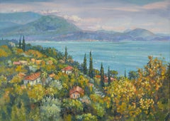 View Of Lake Garda. Italy, landscape paintings, Lake Garda, horizontal, large