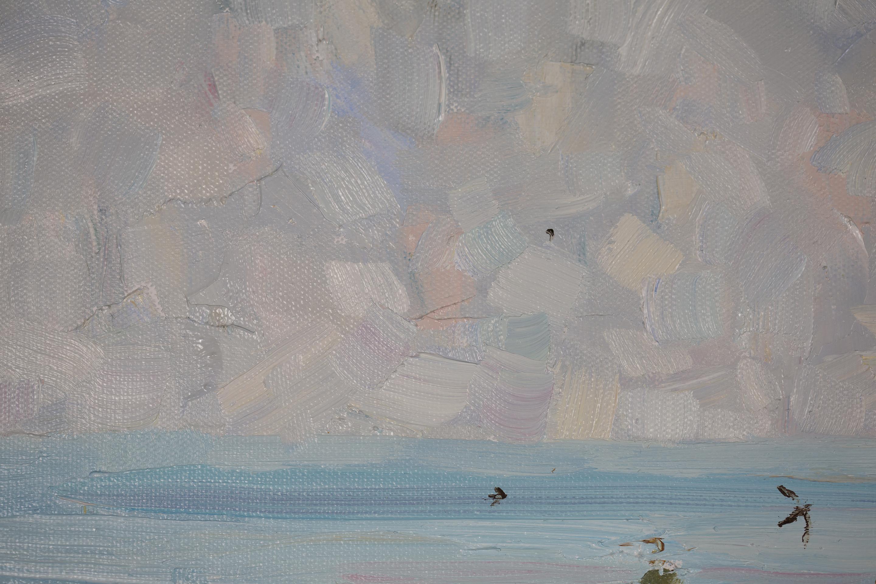 View of Old Menton. Oil painting, France, Cote d'Azur, landscape, sea For Sale 7