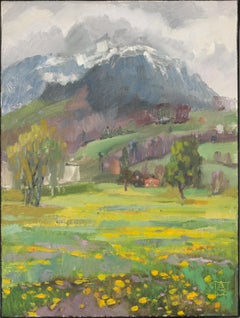 View of the Alps in the Evening. Vertical, Switzerland, mountains, evening