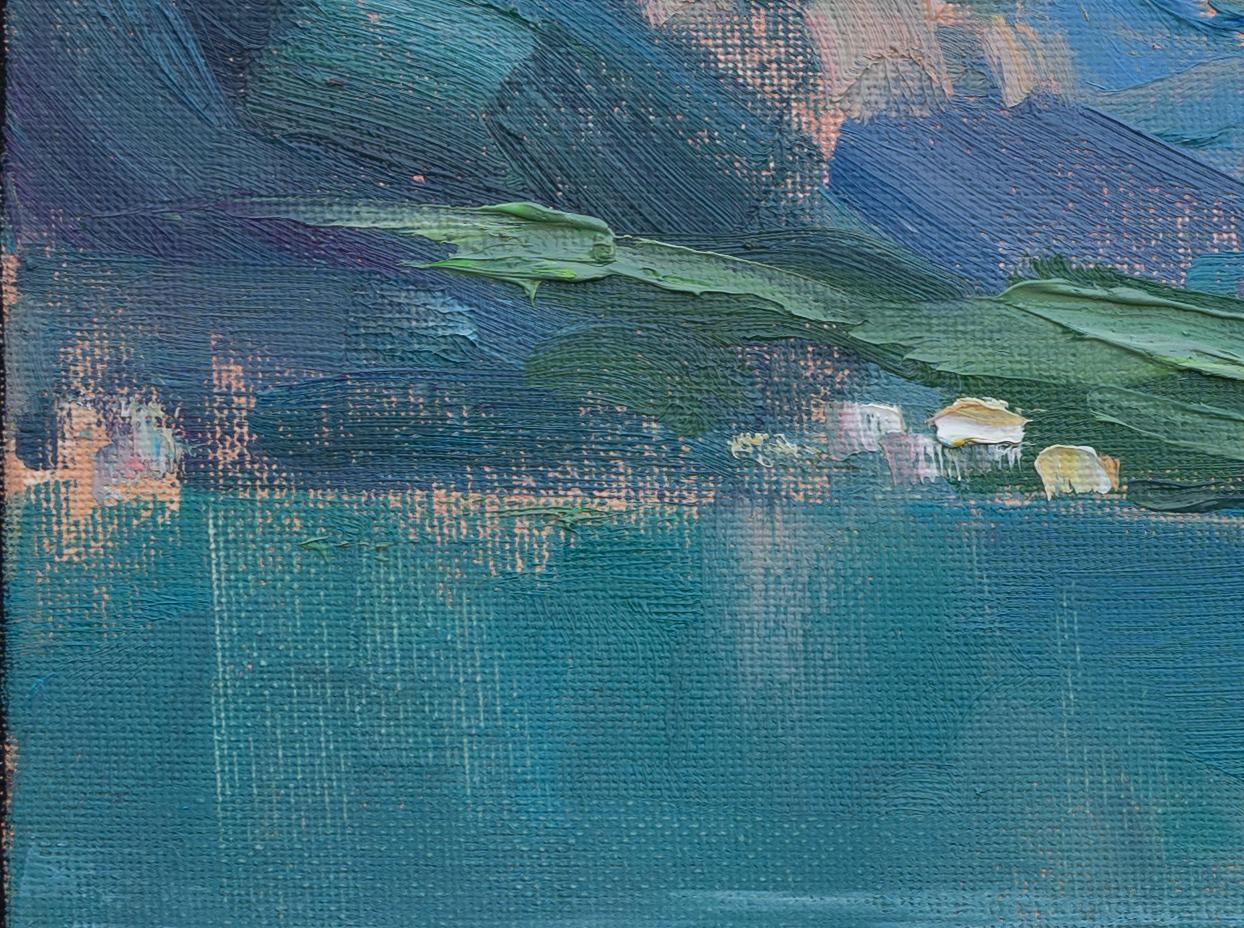 Blick auf Walenstadt (Blau), Landscape Painting, von Anna Shesterikova