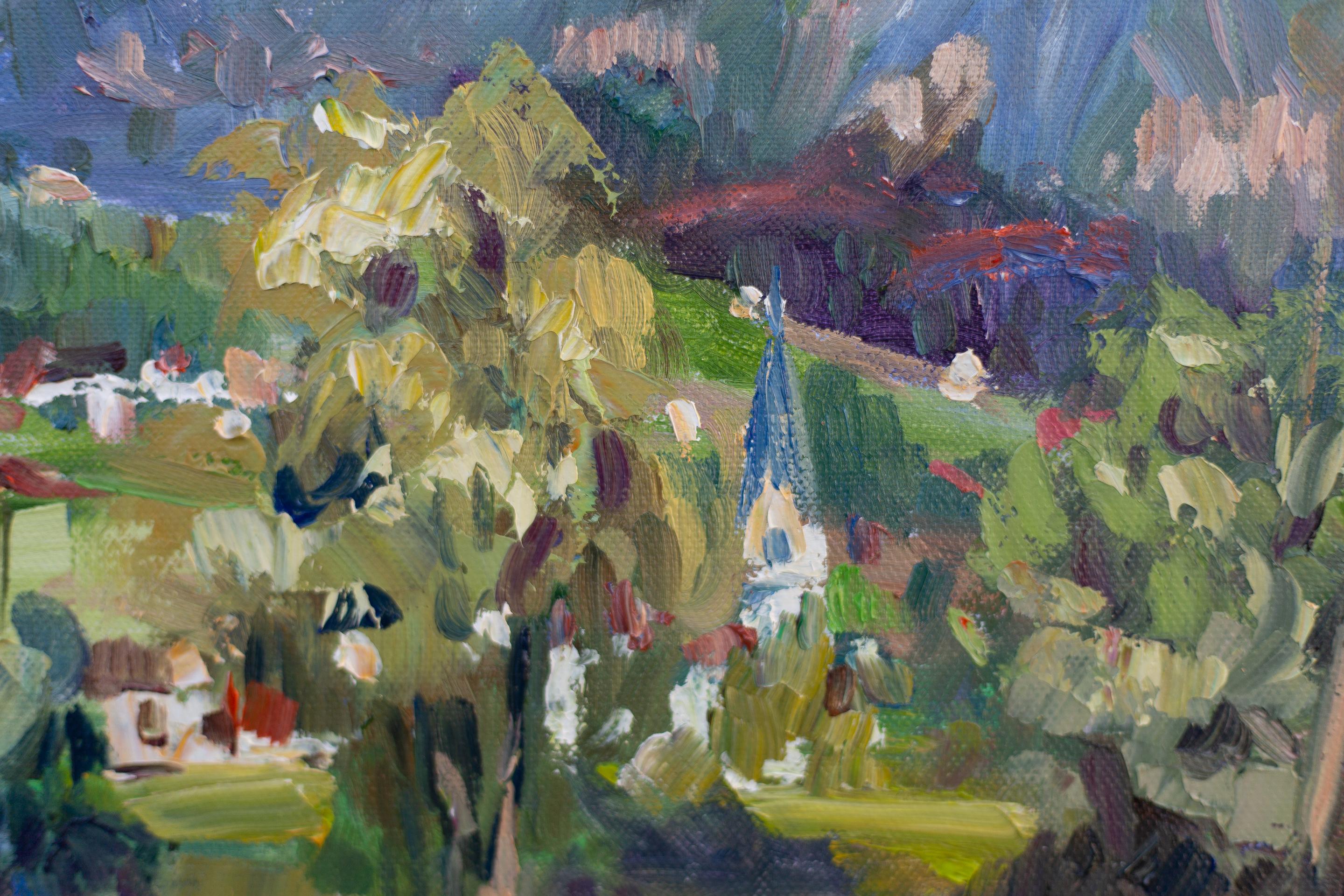 View to Gams from Simisee. Vertical, Landscape, Switzerland, postimpressionism For Sale 3