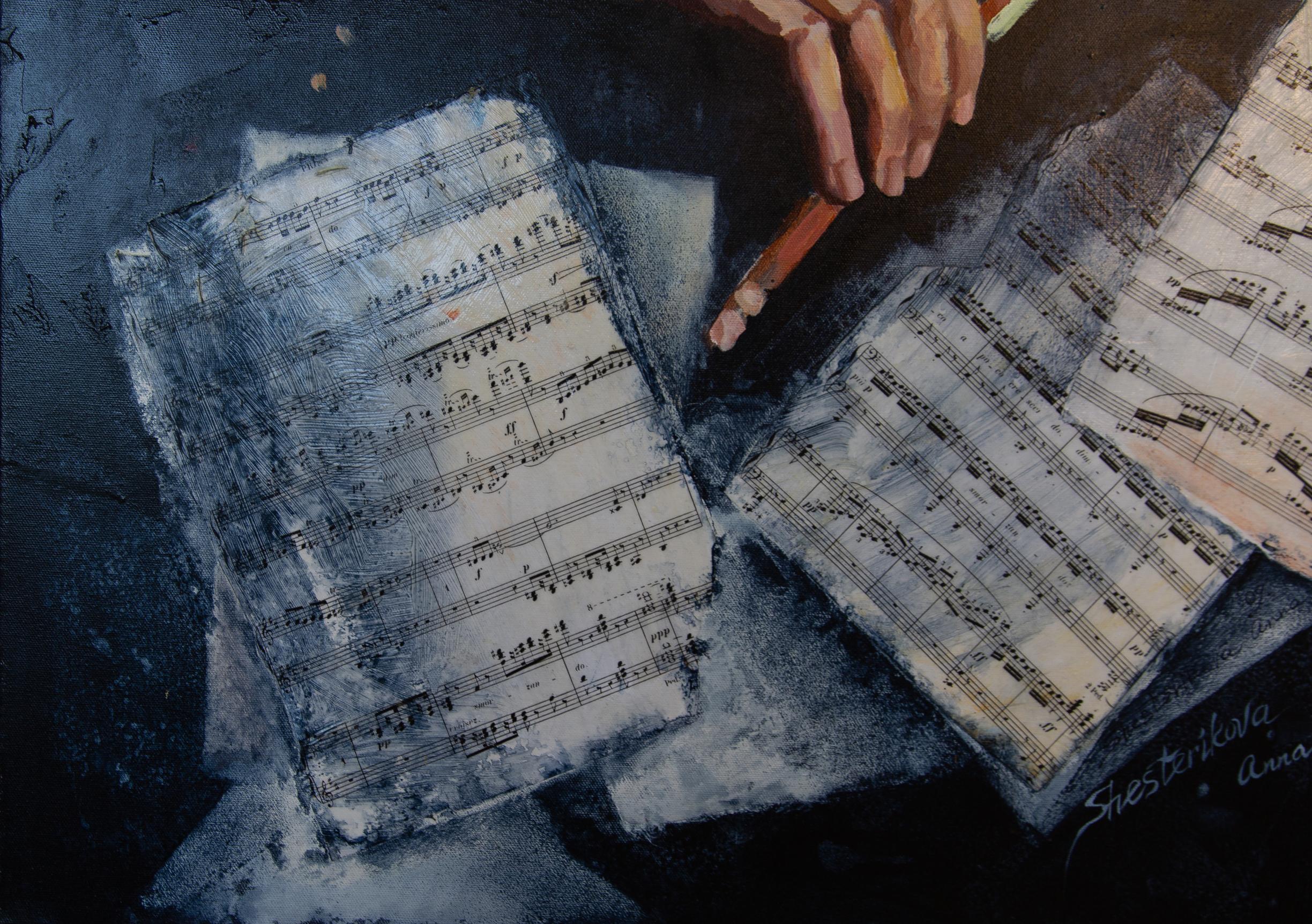 Violinista. Cuadrado, retrato, figurativo, apuntes, semiabstracto en venta 1
