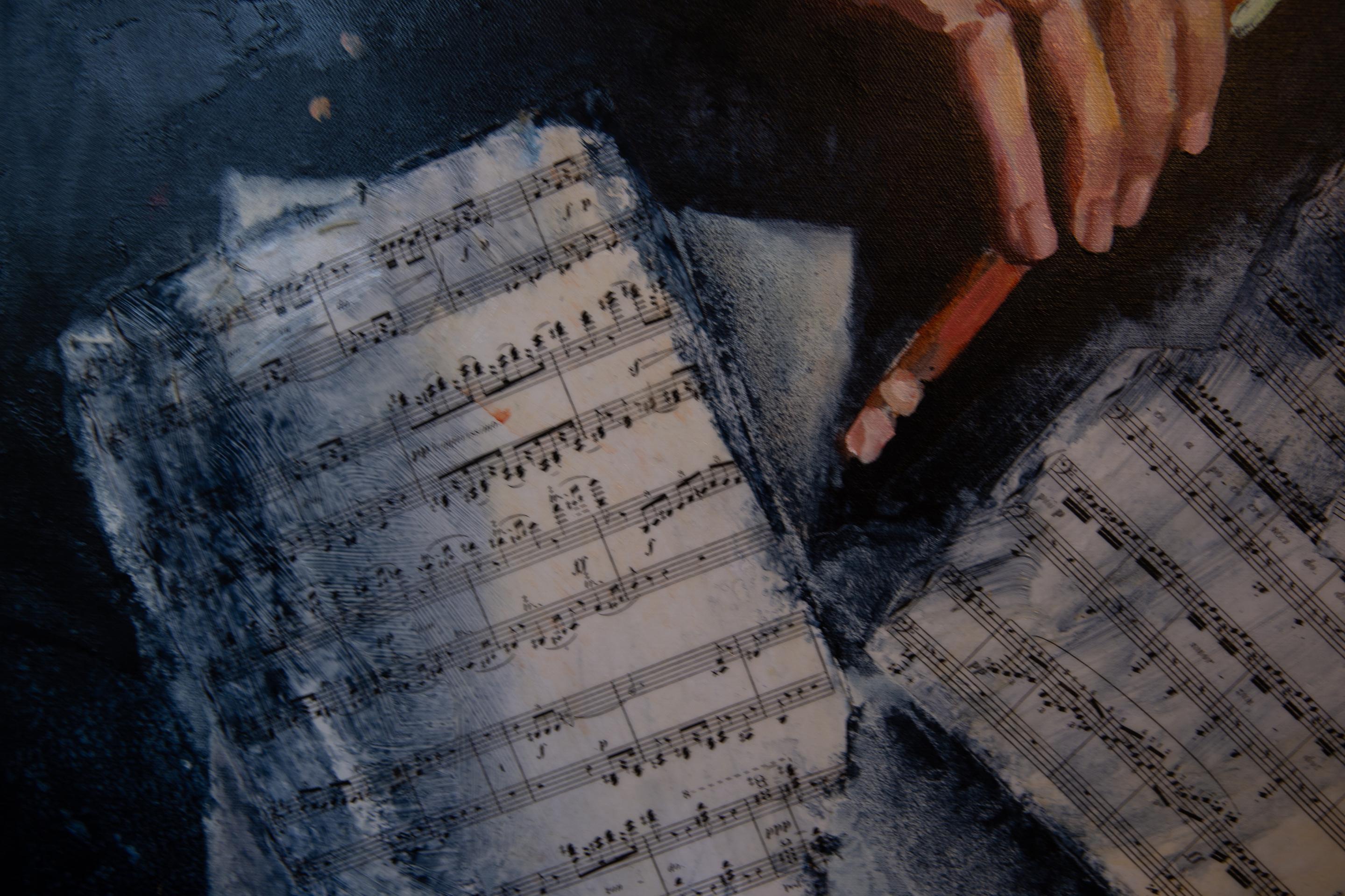 Violinista. Cuadrado, retrato, figurativo, apuntes, semiabstracto en venta 2