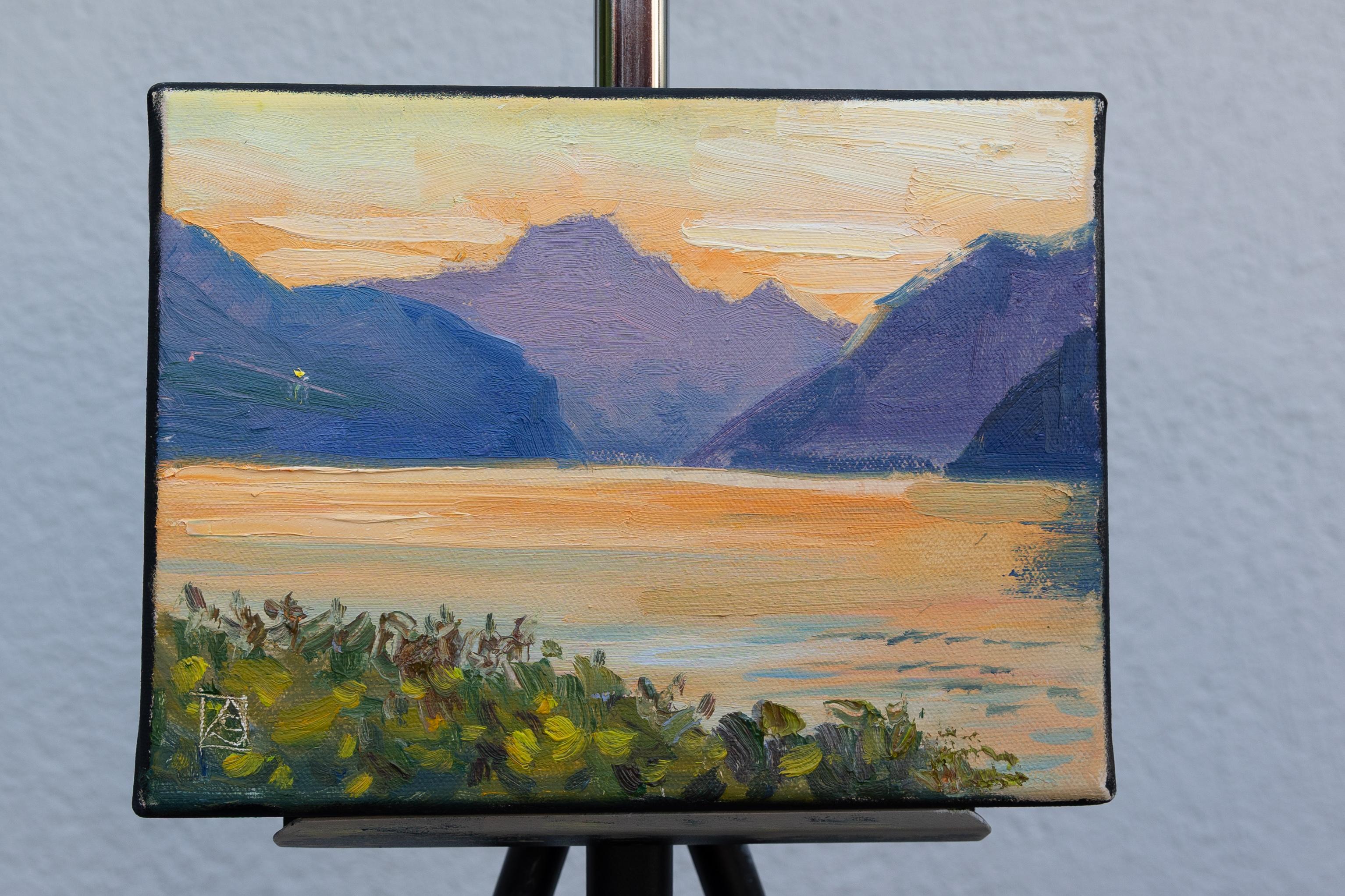 Walensee. Sunset - Post-Impressionist Painting by Anna Shesterikova