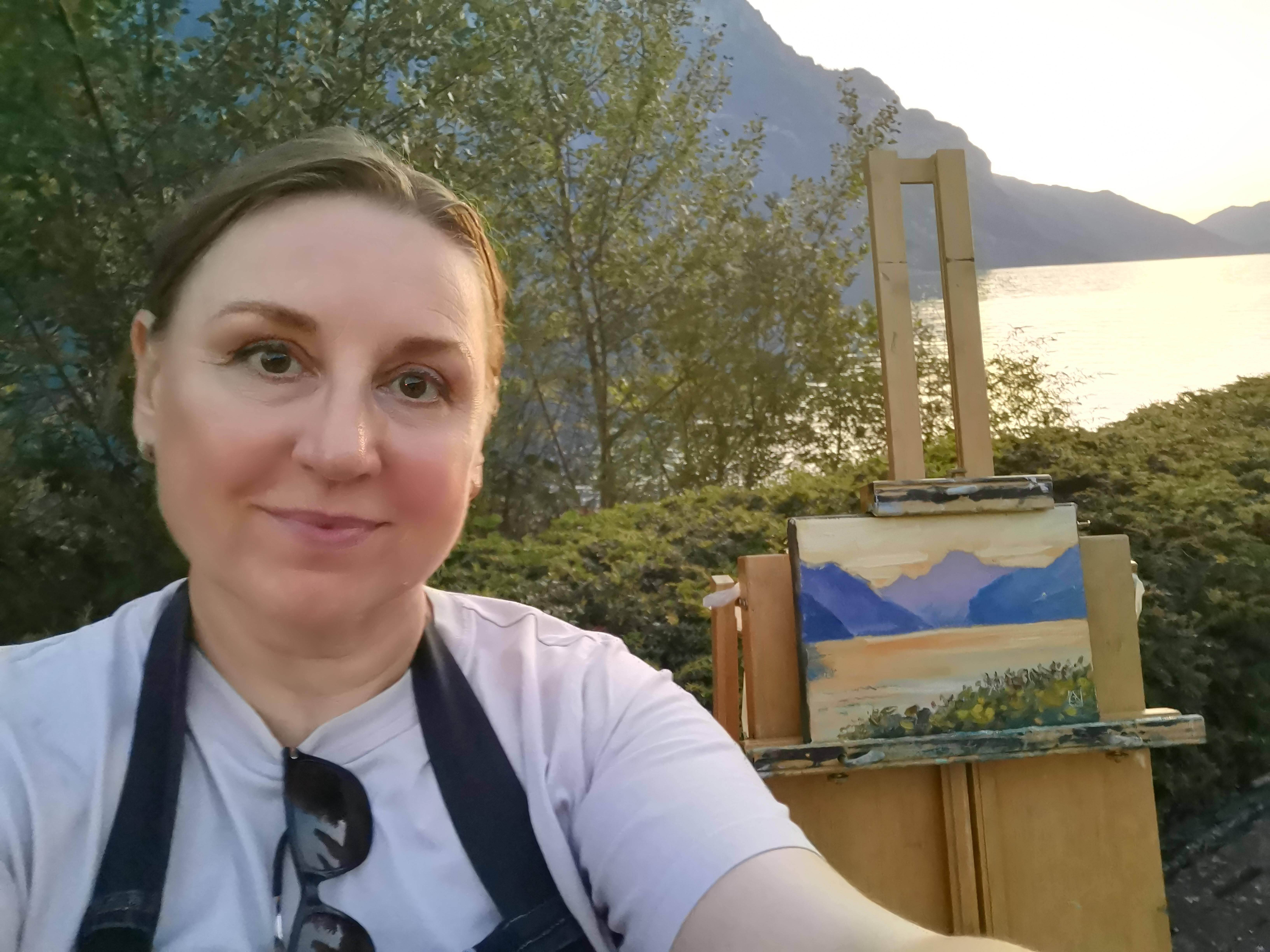 Walensee. Sunset.  Small format, horizontal, lake, mountains, Switzerland For Sale 5