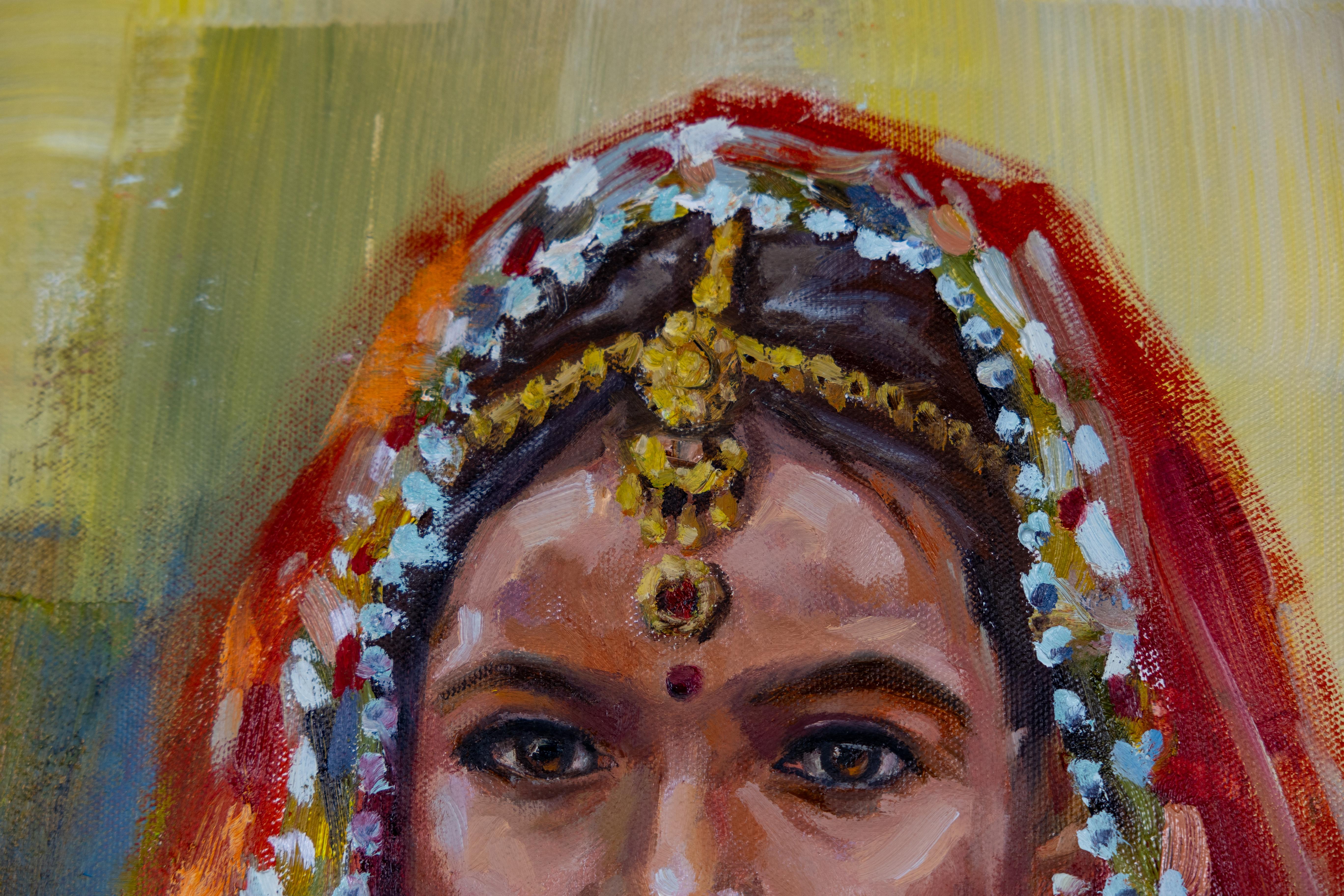 Wedding. Indian wedding, girl portrait, sari, jewelry For Sale 7