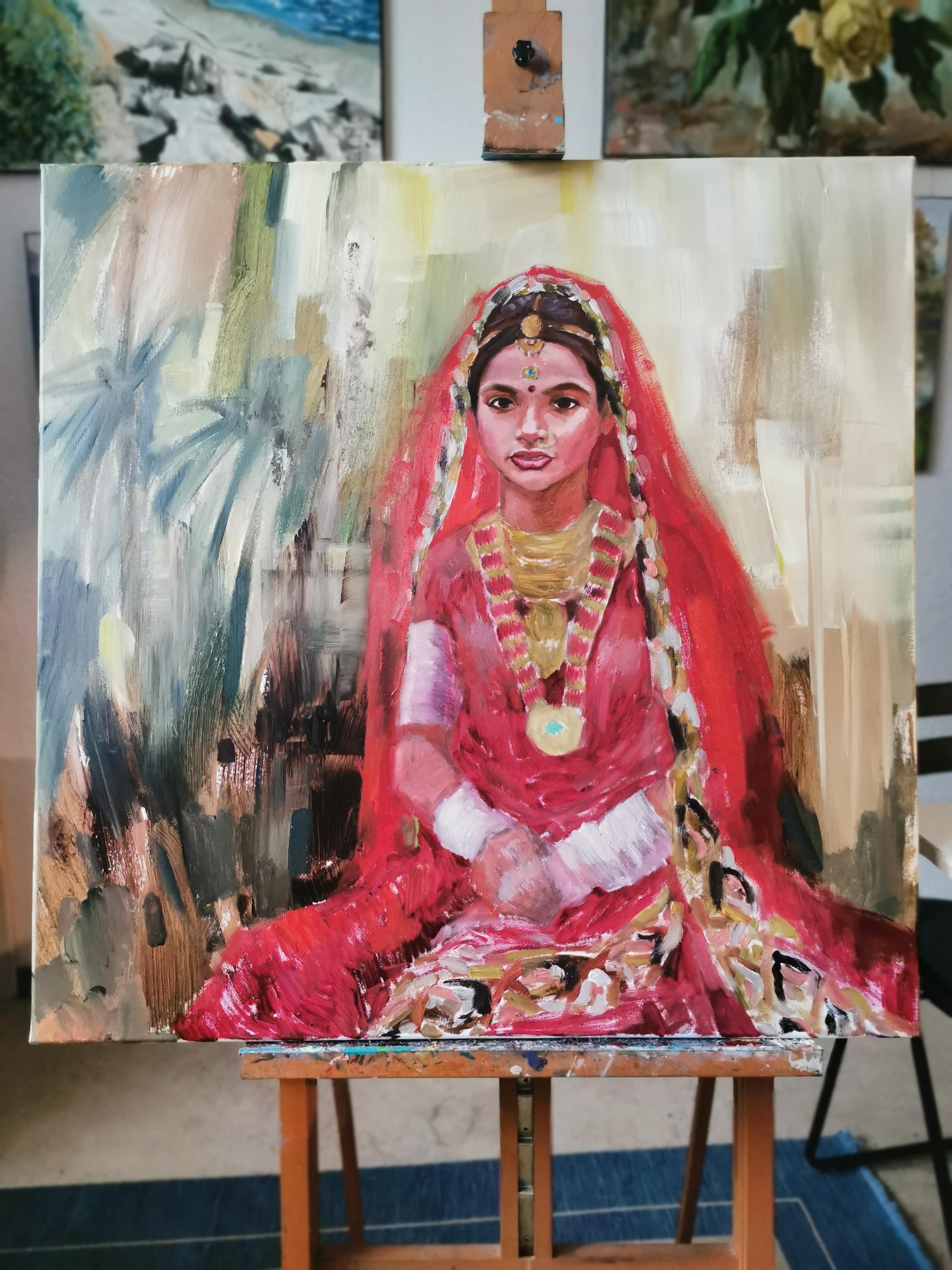 Wedding. Indian wedding, girl portrait, sari, jewelry For Sale 9