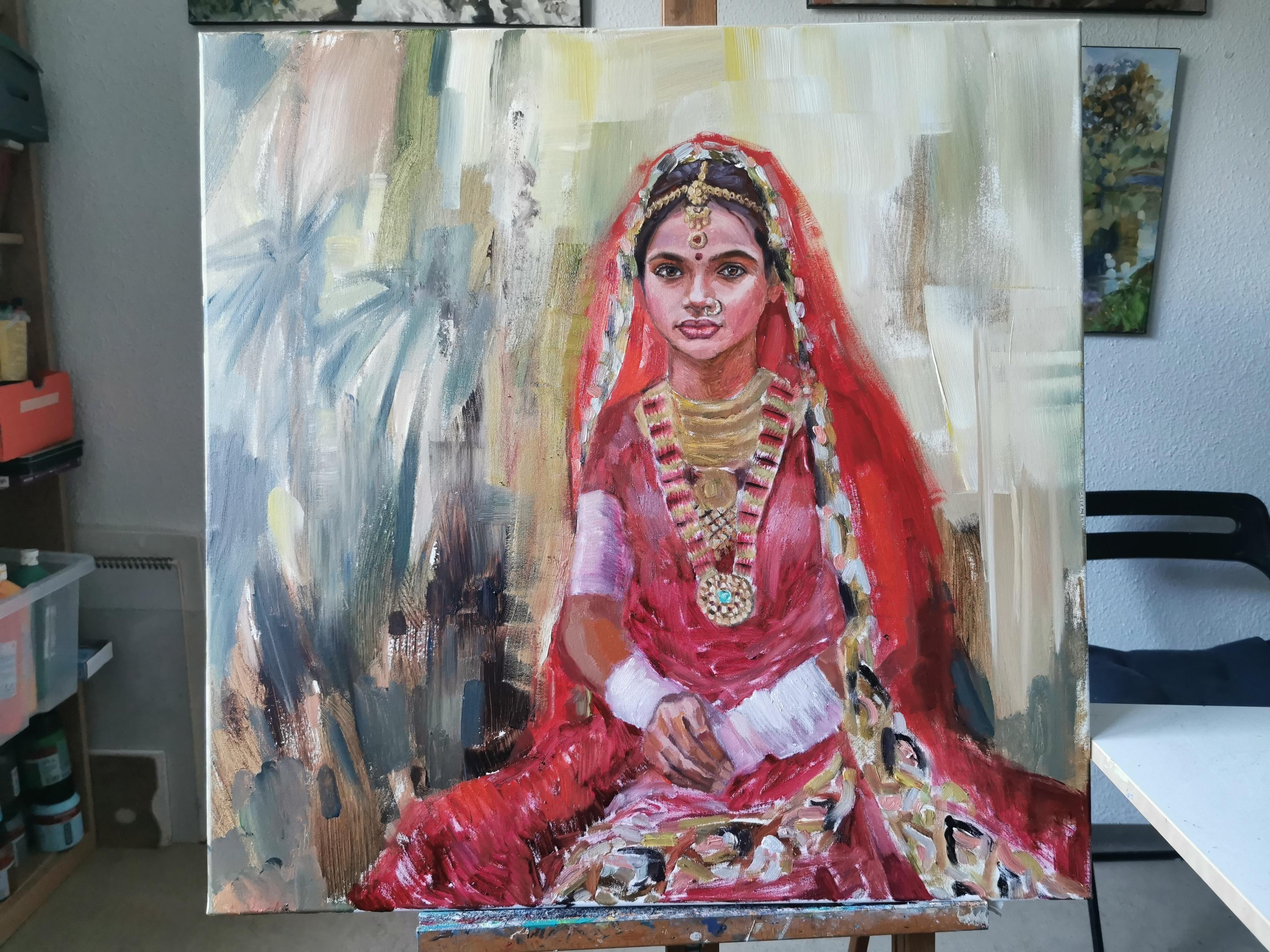 Wedding. Indian wedding, girl portrait, sari, jewelry For Sale 10