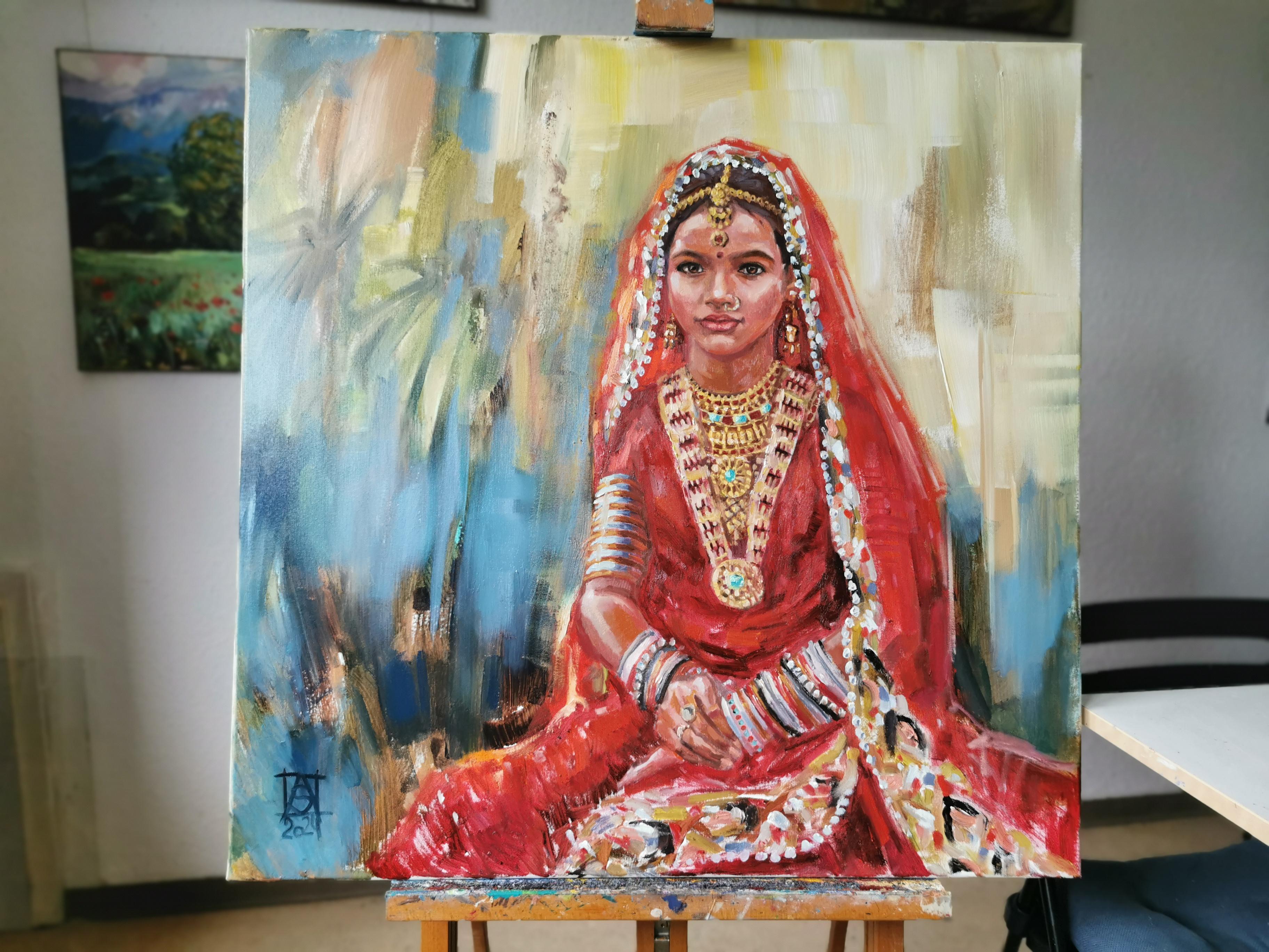 Wedding. Indian wedding, girl portrait, sari, jewelry For Sale 11