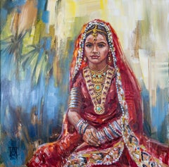 Mariage. Alliance indienne, portrait de jeune fille, sari, bijoux