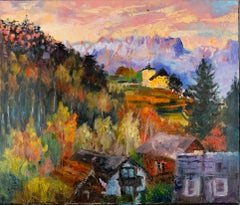 Werdenberg in the Evening, horizontal landscape, sunset, nature, town, swiss