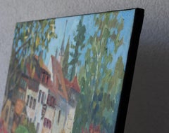 Werdenberg ist blühend. Öl, Impressionismus, Blumen, Frühling, Häuser, Schweiz