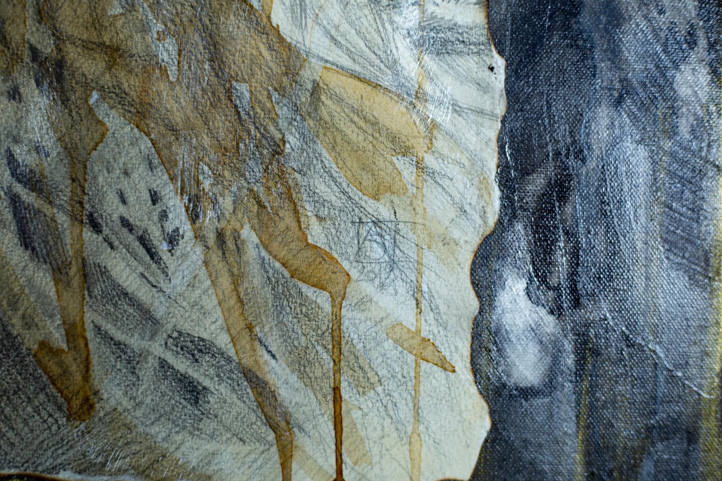 Weißes Pferd. Pferdemalerei, Acryl, vertikal, Pferd, Tier (Grau), Animal Painting, von Anna Shesterikova