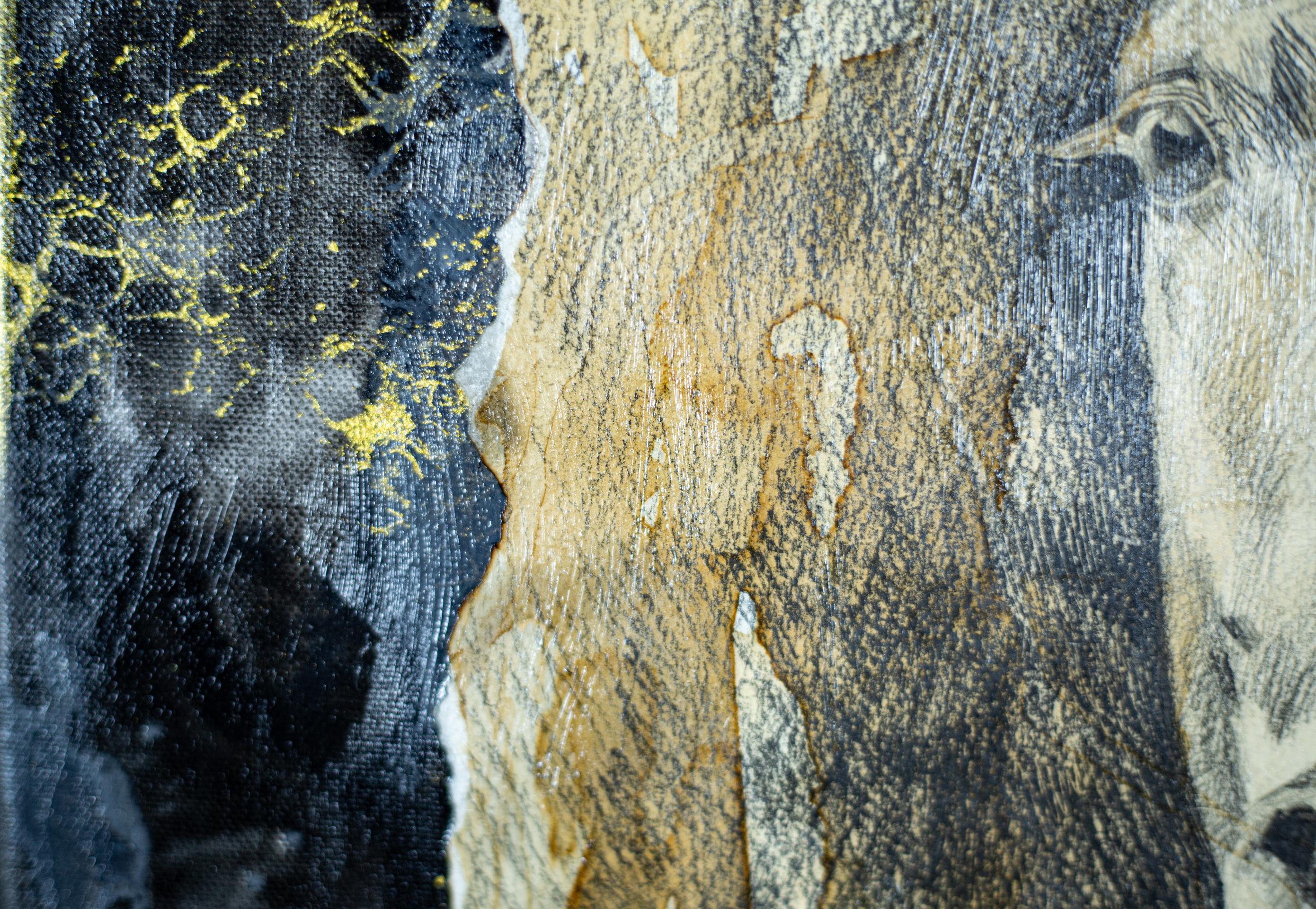 Weißes Pferd. Pferdemalerei, Acryl, vertikal, Pferd, Tier im Angebot 3