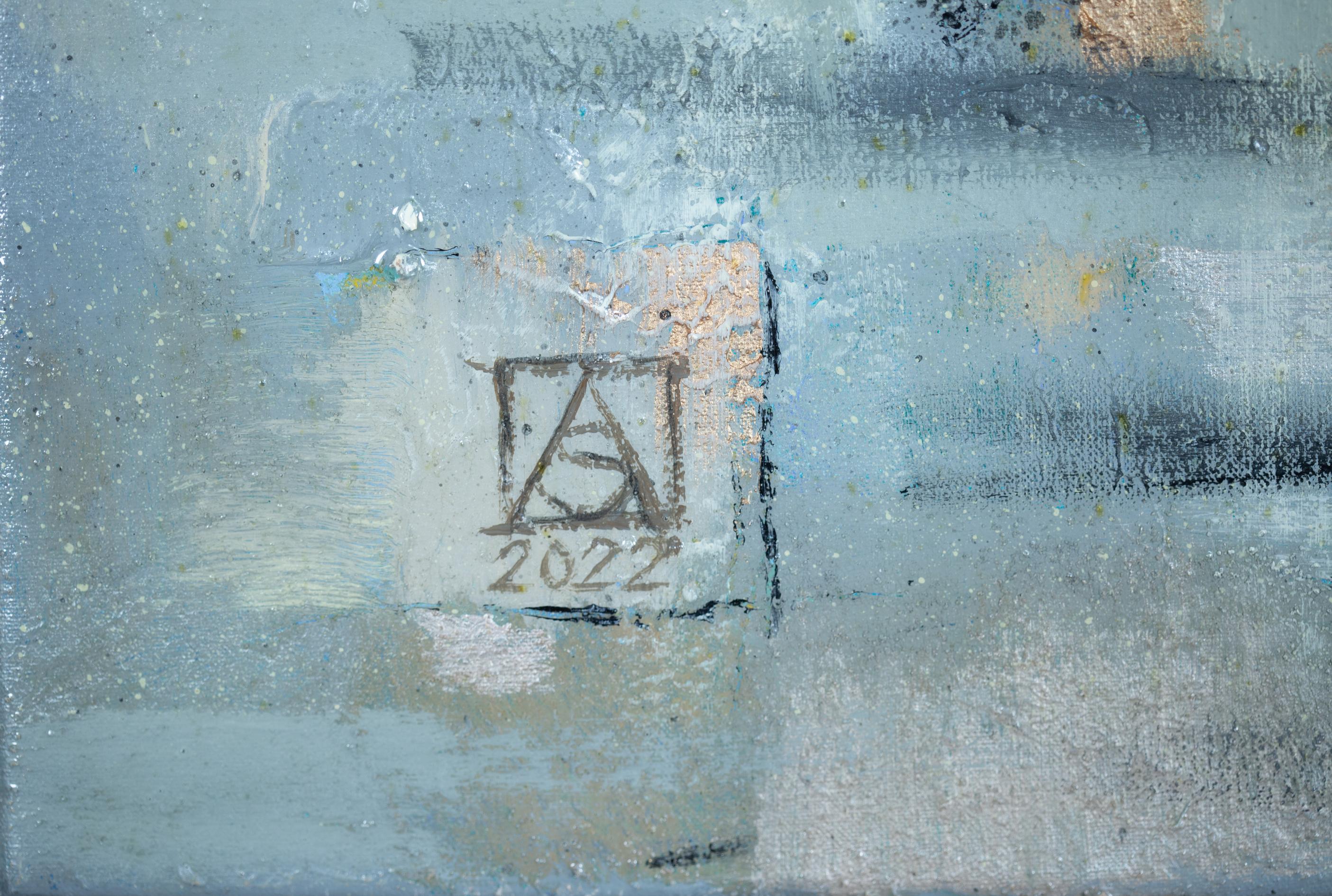 Nuits blanches - Gris Abstract Painting par Anna Shesterikova