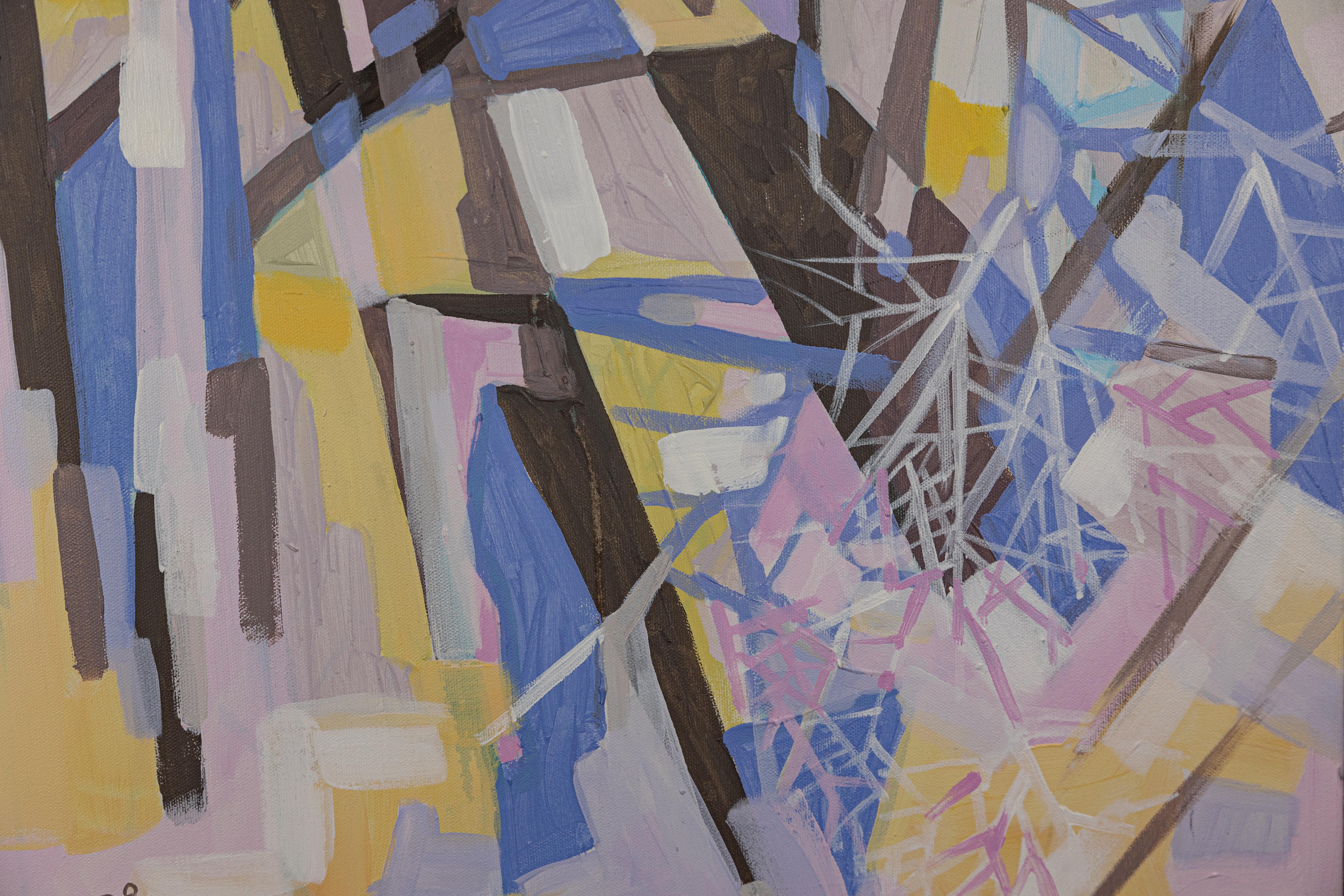 Winter Abstraction. Acrylic painting, large square, blue. For Sale 4