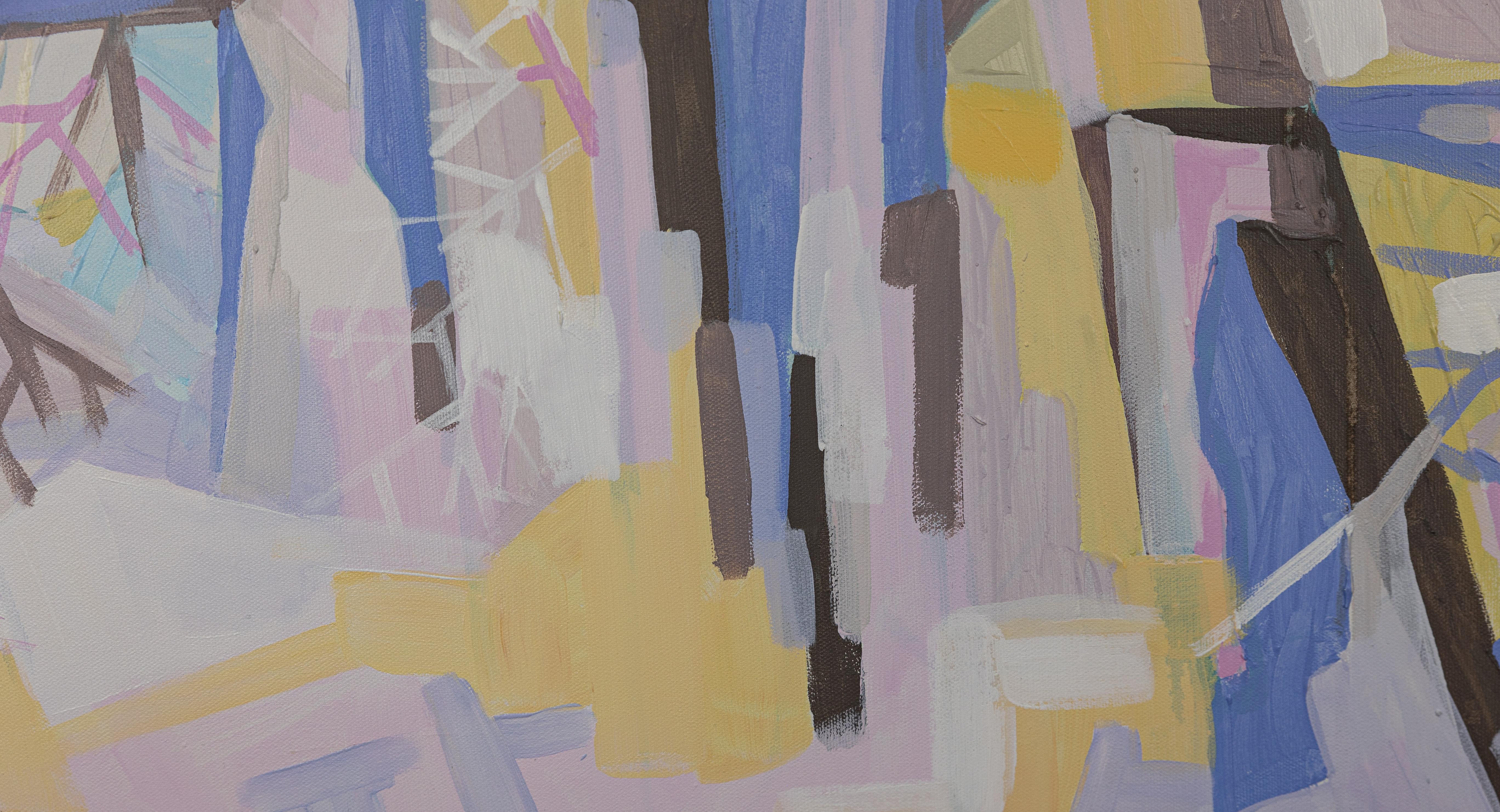 Winter Abstraction. Acrylic painting, large square, blue. For Sale 5