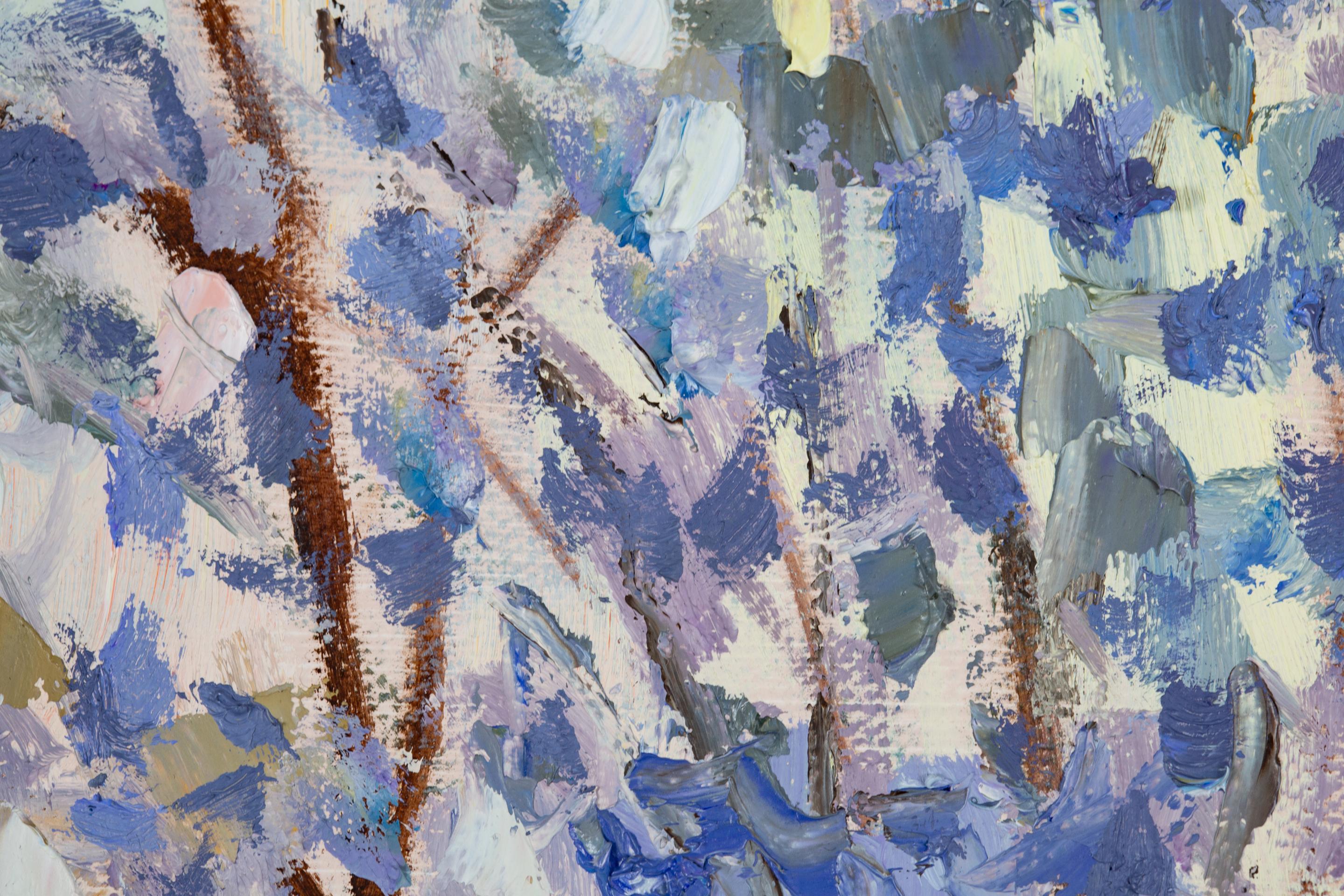 Winter Mood. City, winter, impressionism, horizontal, design, oil painting. For Sale 9