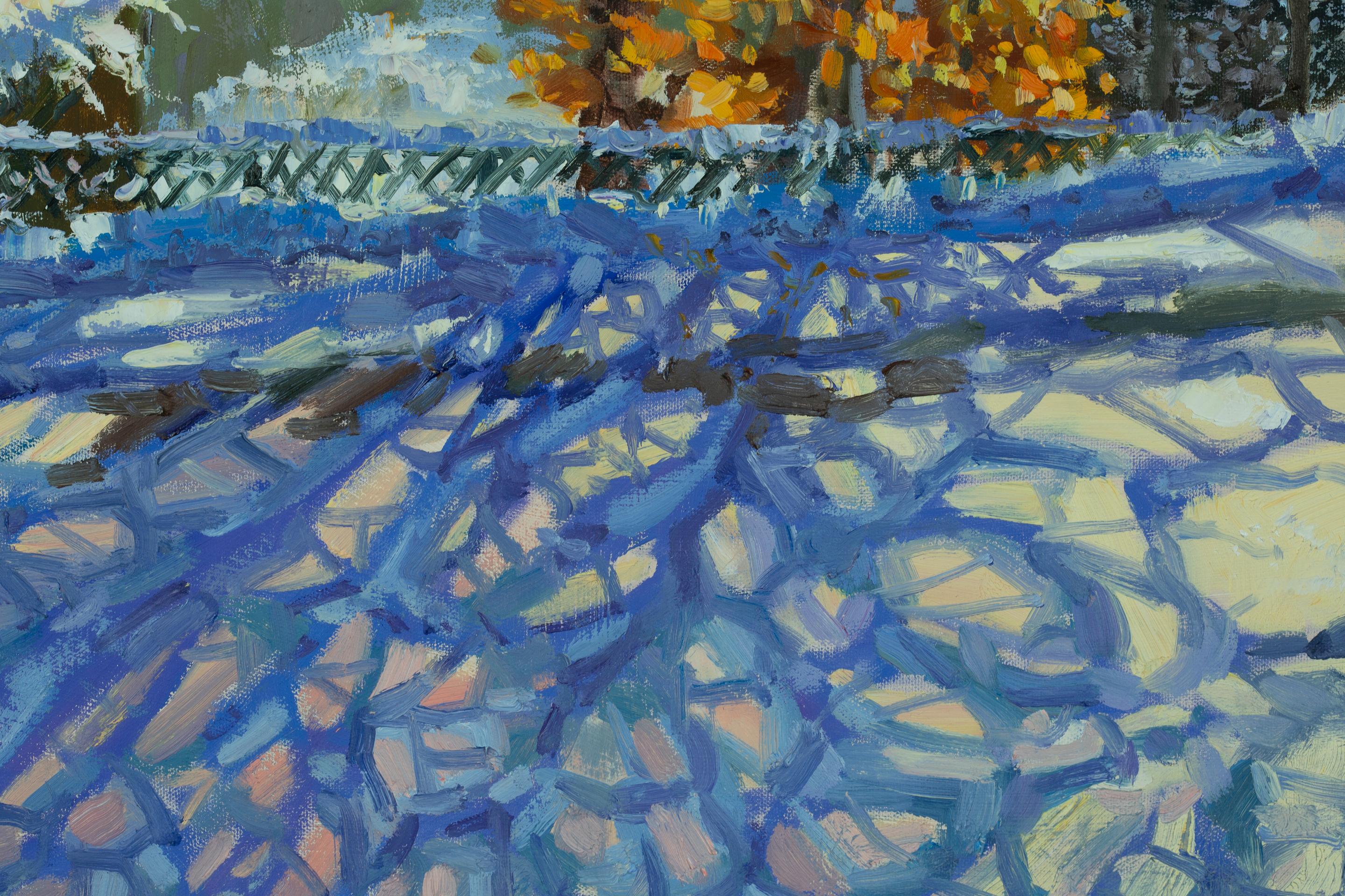 Winter Mood. City, winter, impressionism, horizontal, design, oil painting. For Sale 12