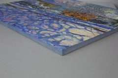 Winter Mood. City, winter, impressionism, horizontal, design, oil painting.