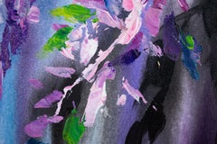 Wisteria. Acrylic, floral, lilac, flowers, abstract, horizontal, modern