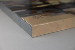 World In Reflections. Abstract, gray, black, square, gold, resin