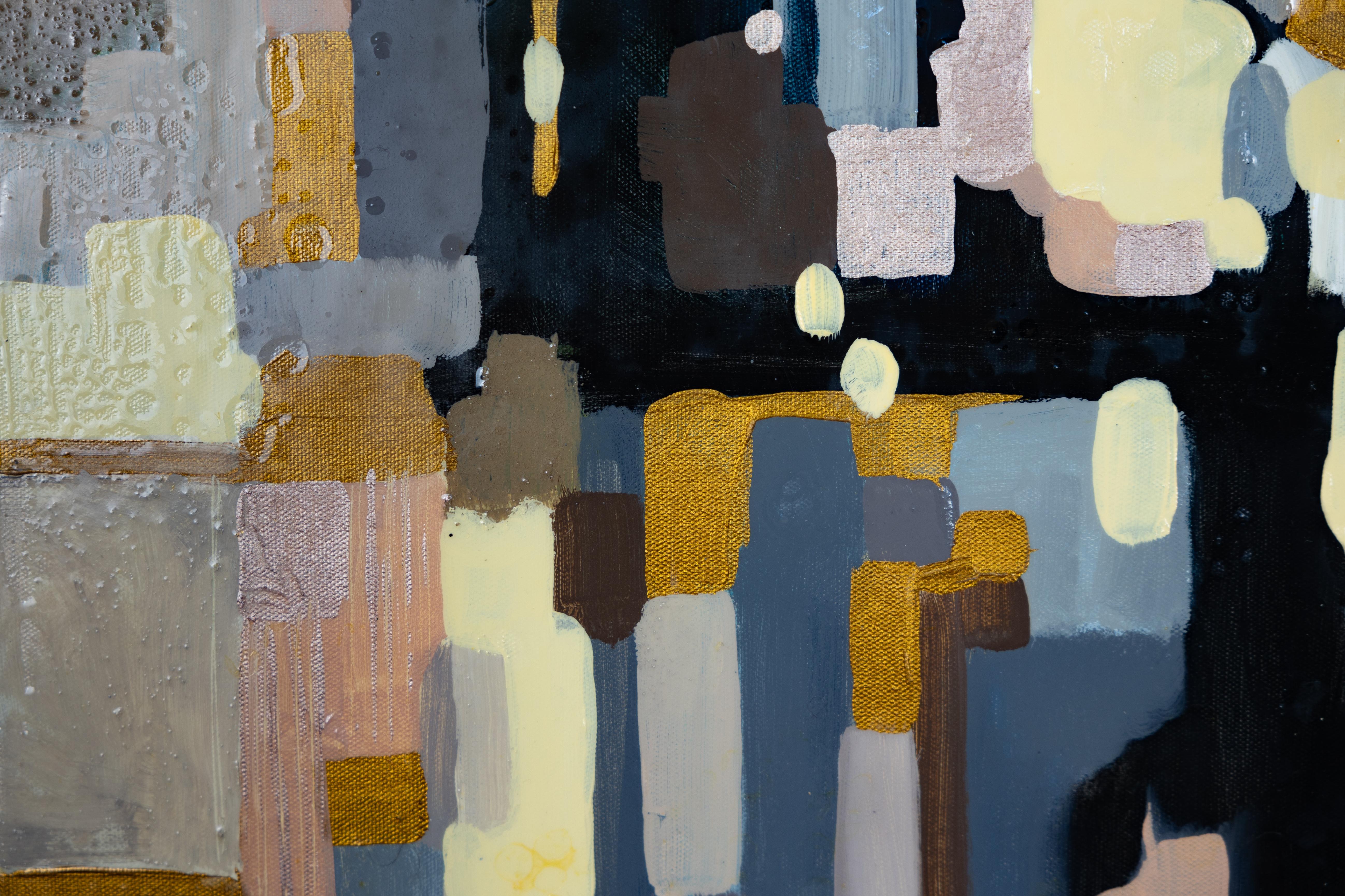 Welt in Reflections. Schwarzes Quadrat, abstrakt für die Inneneinrichtung im Angebot 2