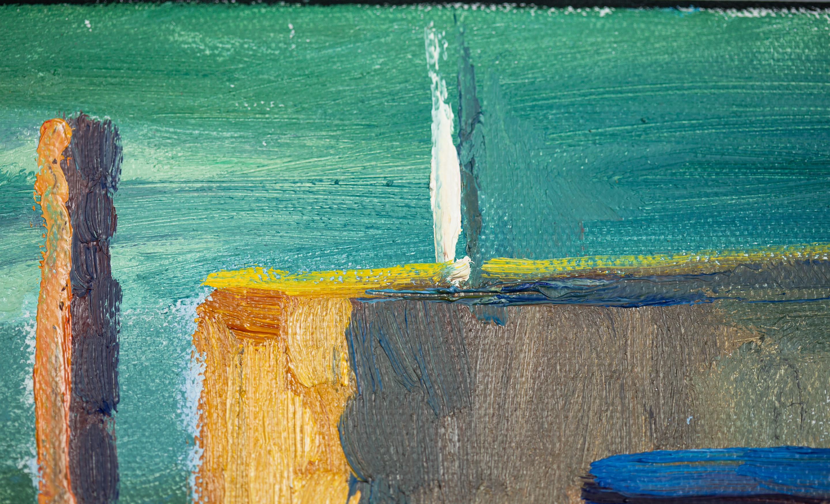 Yacht al tramonto. Olio, impressionismo, barche, lago, Svizzera in vendita 6