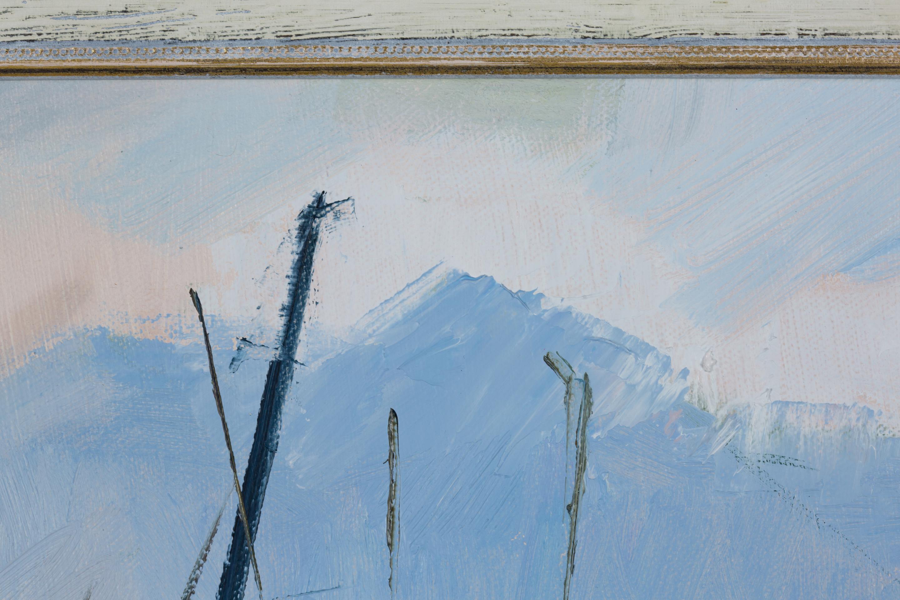Yachts in Portese. Horizontal, landscape oil, lake, yachts, impressionism For Sale 9