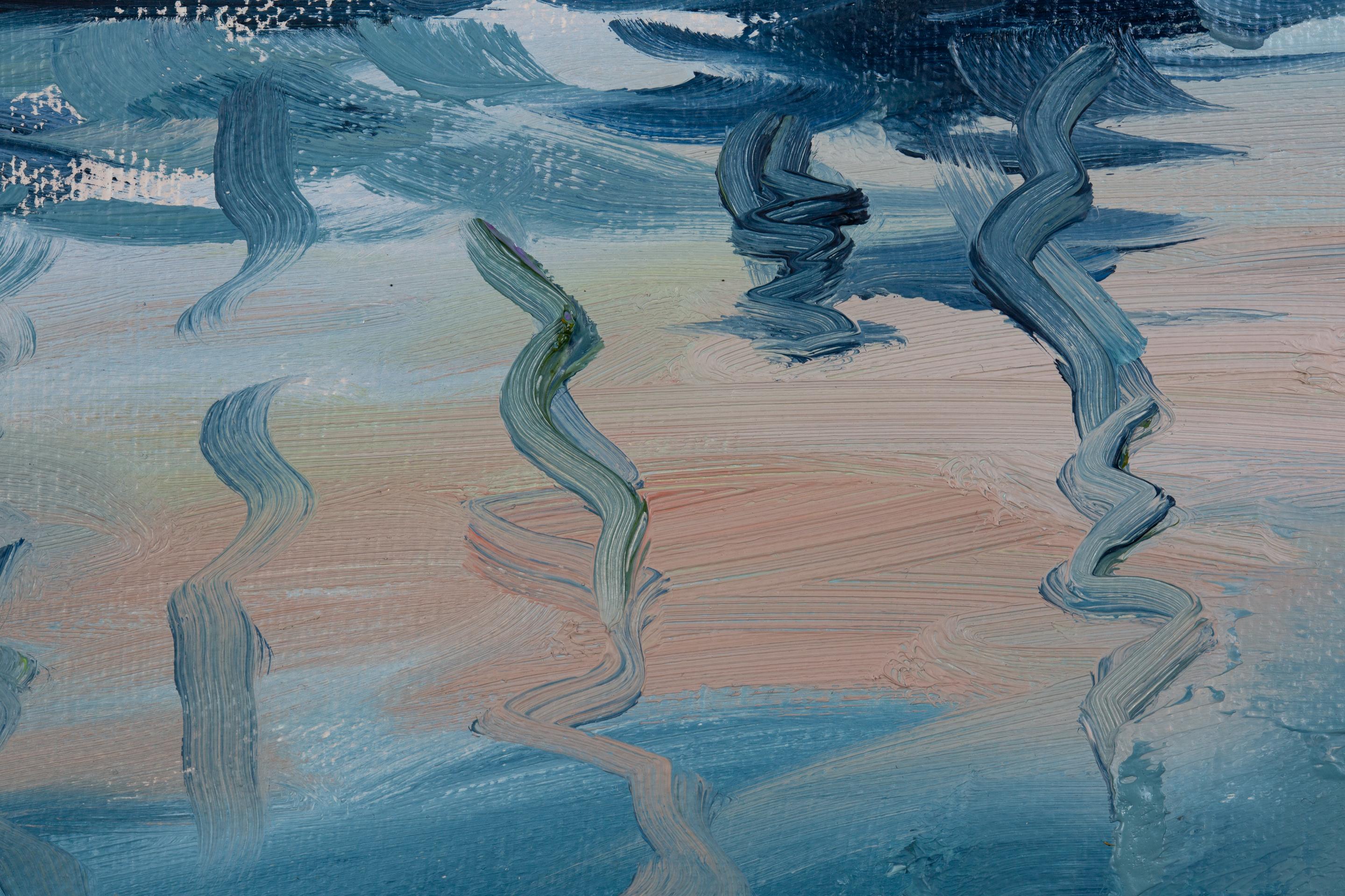 Yachts in Portese. Horizontal, landscape oil, lake, yachts, impressionism For Sale 1