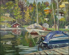 Yachts. Oslo. Landscape Paintings, sea, fjord, Norway, Oslo, yachts, boats