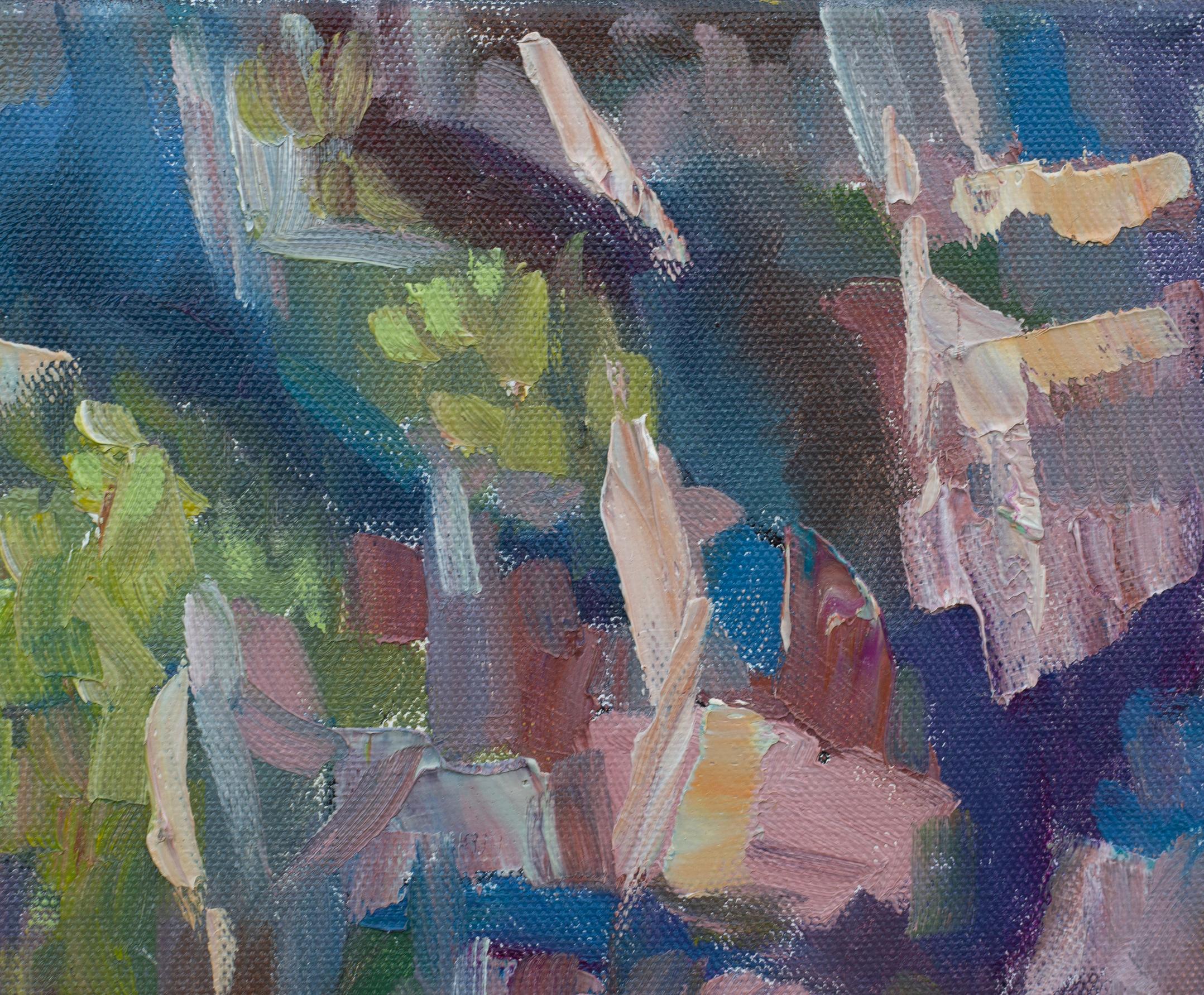 Gelbes Boot. Vertikale Landschaft, Impressionismus, Boot, See, Schweiz. im Angebot 4