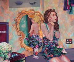 ‘Through the Looking-Glass’ - colourful, figurative, acrylic painting