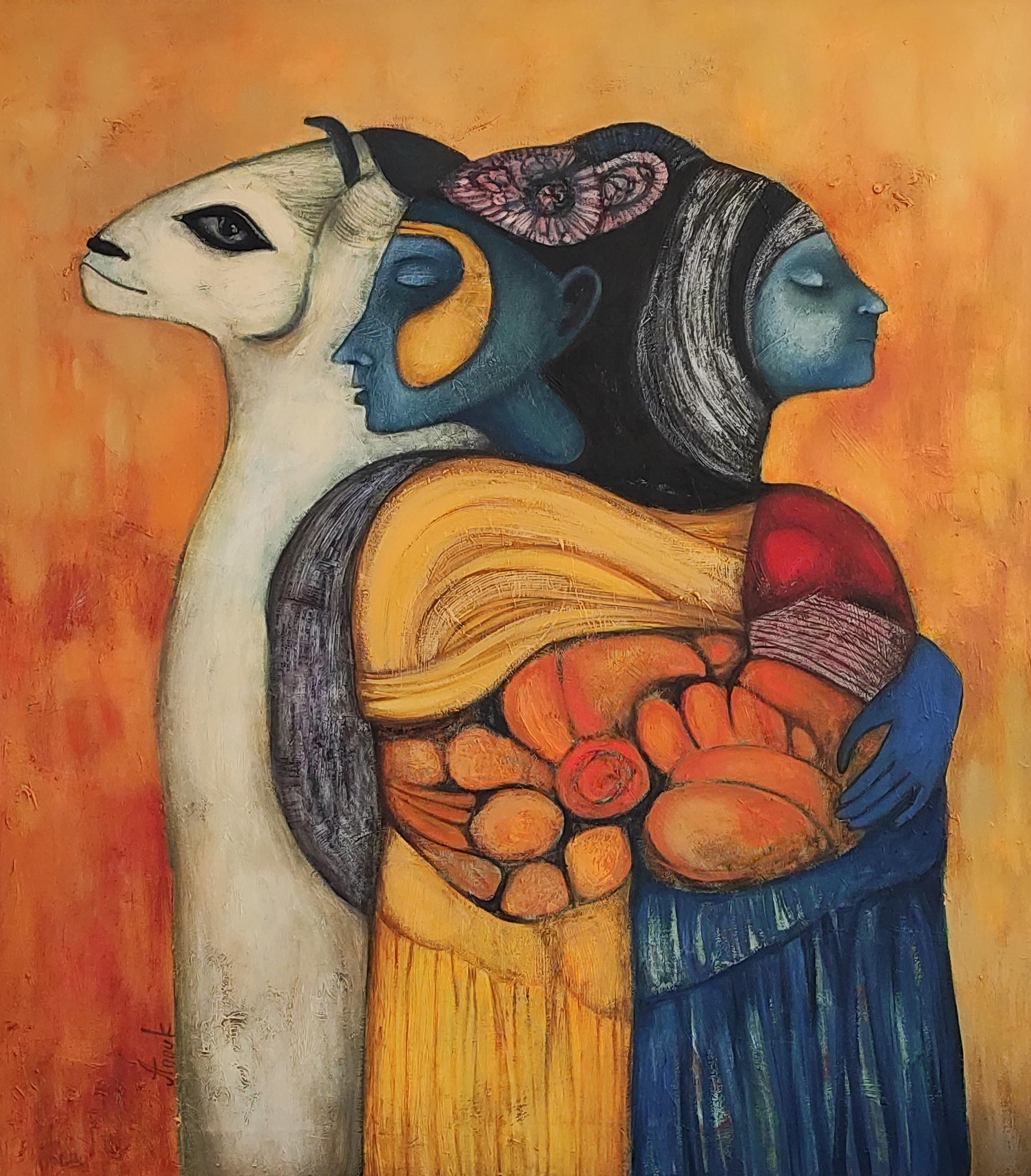 Empathy. Kind, sympathy, hugs, semi abstract, warm colors, psychology, emotional