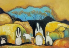 Friends. Family, friendship, strange creations, yellow, beige, whimsy, whimsical