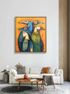 Monster's club. Symbolic childhood painting, brothers, boys room decor, twins