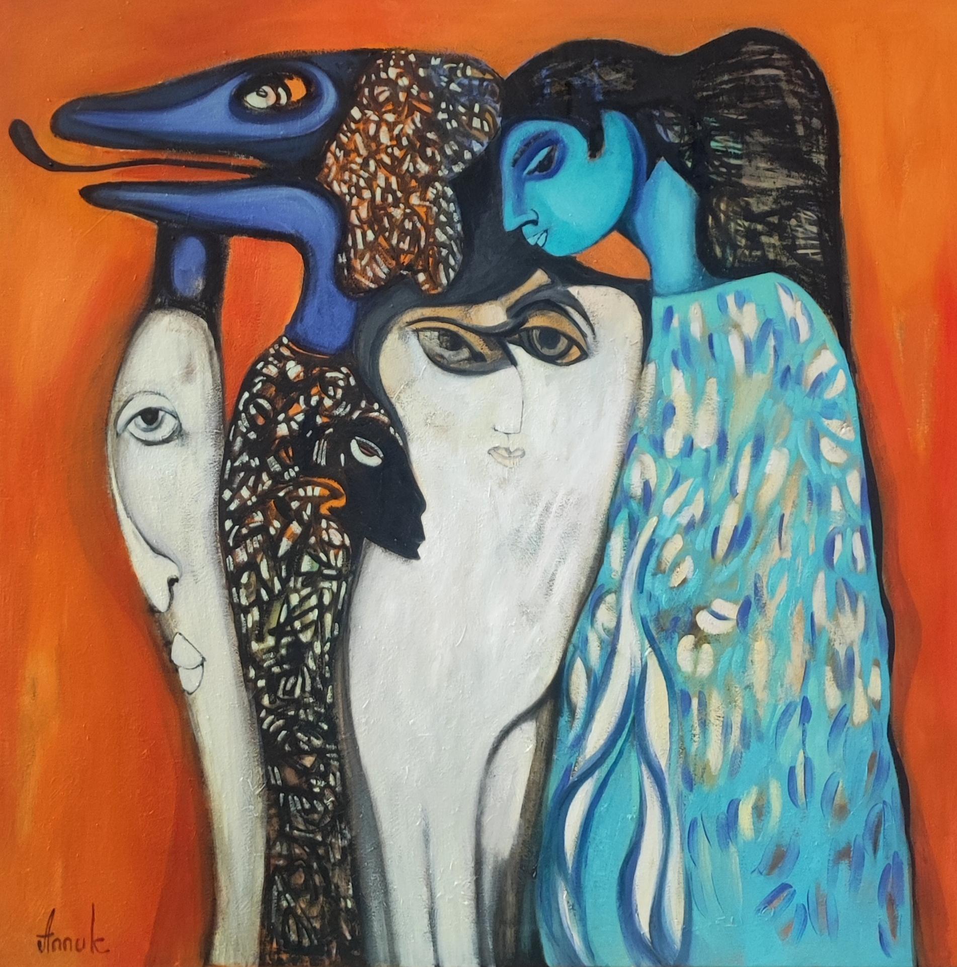 Anna Soghomonyan Figurative Painting - Registry of unauthorized incarnations. Mystery painting, philosophy, psychology