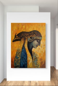 El poder. Fuerte, hombre, pájaro, masculino, amarillo, gran obra de arte, poder interior