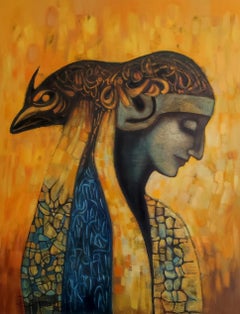 El poder. Fuerte, hombre, pájaro, masculino, amarillo, gran obra de arte, poder interior