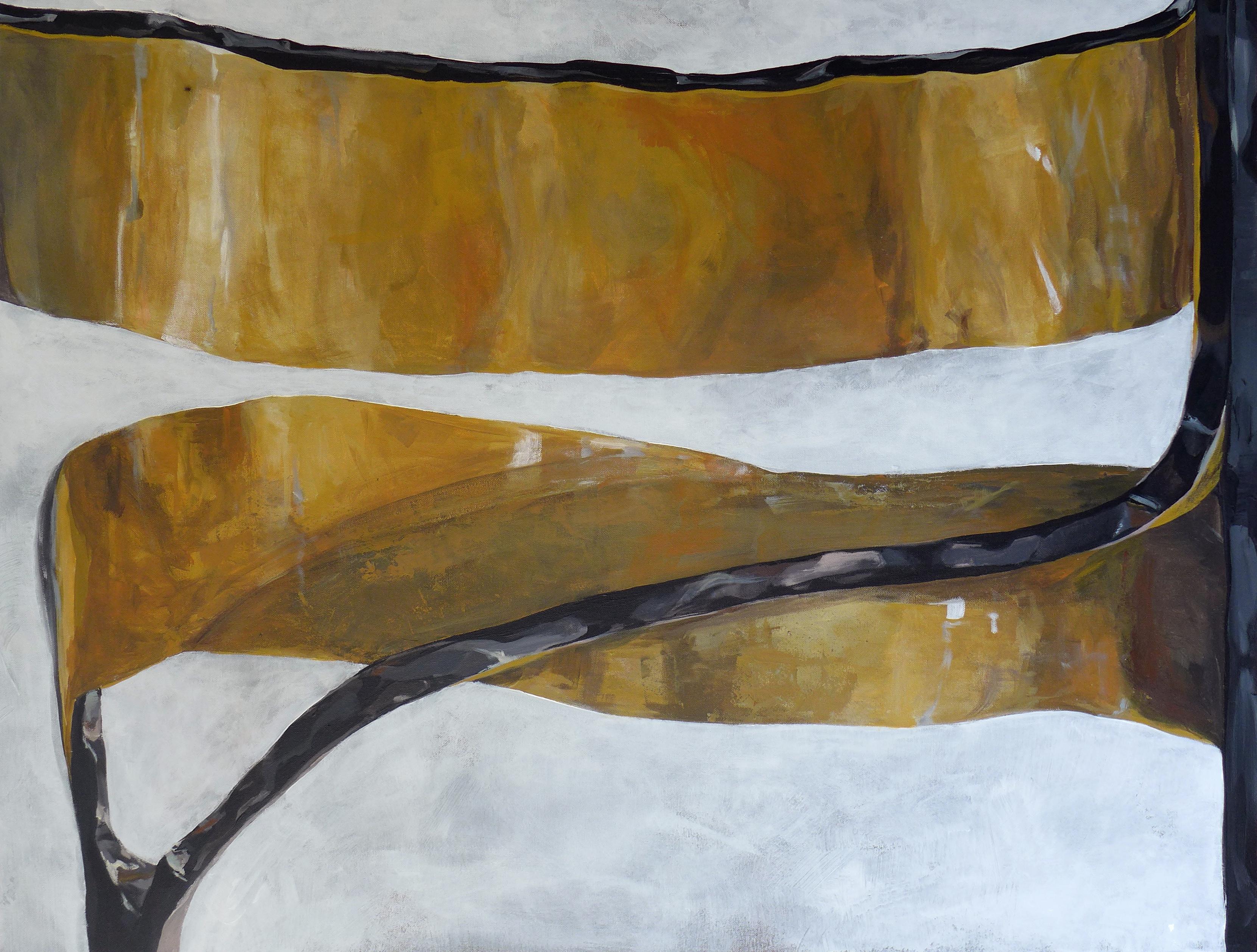 Anna Sudbina Abstract Painting - Follow Me - Large contemporary abstract painting with gold and black