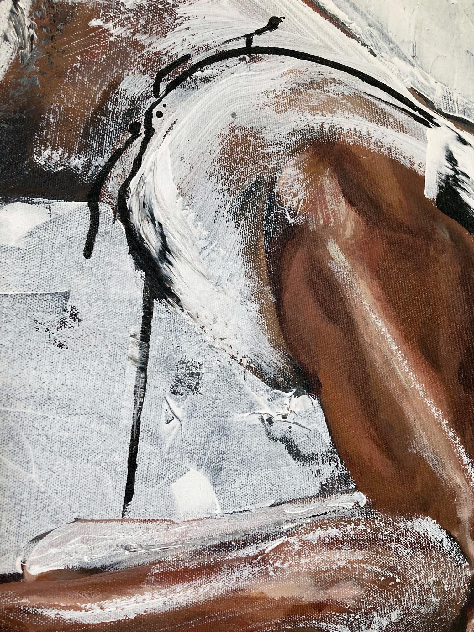 Head In The Clouds - Großes zeitgenössisches halb-abstraktes Gemälde eines menschlichen Körpers (Expressionismus), Painting, von Anna Sudbina