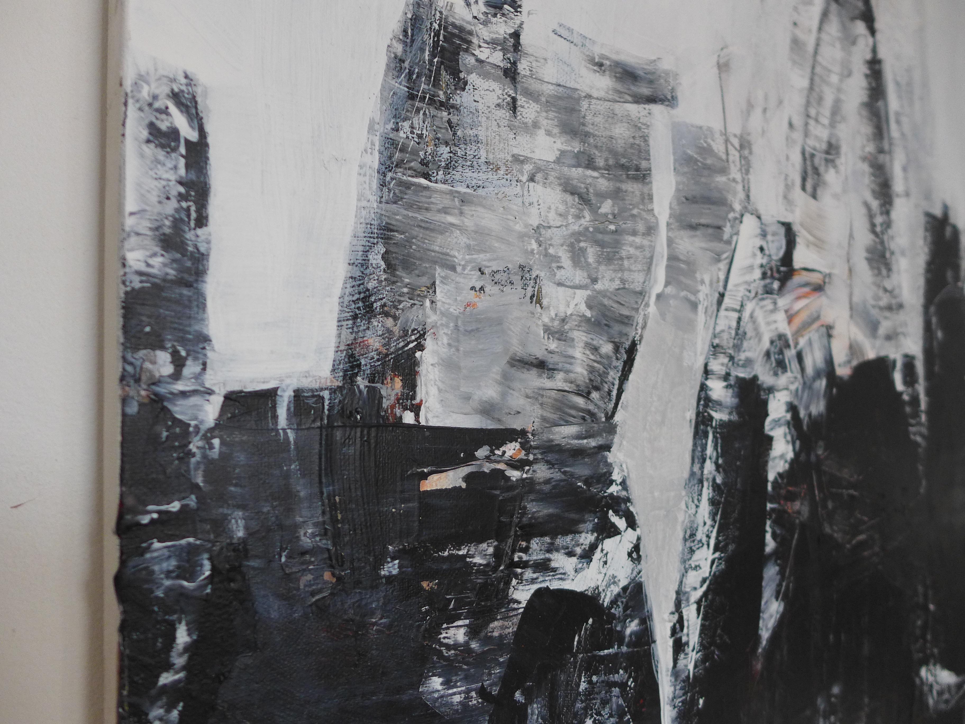 Hear The Silence - Großes zeitgenössisches monochromes strukturiertes abstraktes Gemälde – Painting von Anna Sudbina