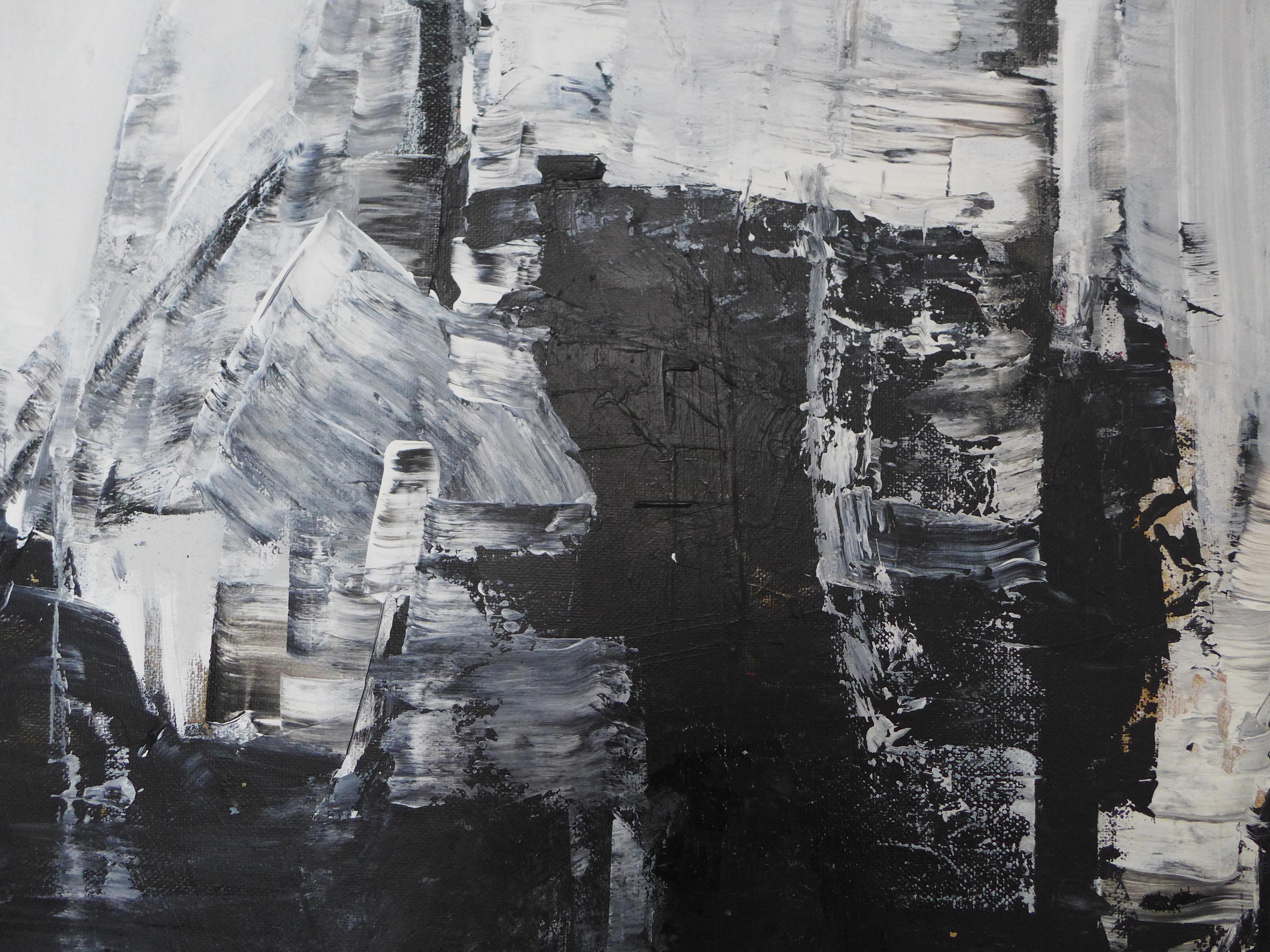 Hear The Silence - Großes zeitgenössisches monochromes strukturiertes abstraktes Gemälde (Abstrakter Expressionismus), Painting, von Anna Sudbina