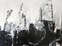 Used Hear The Silence - Large contemporary monochrome textured abstract painting