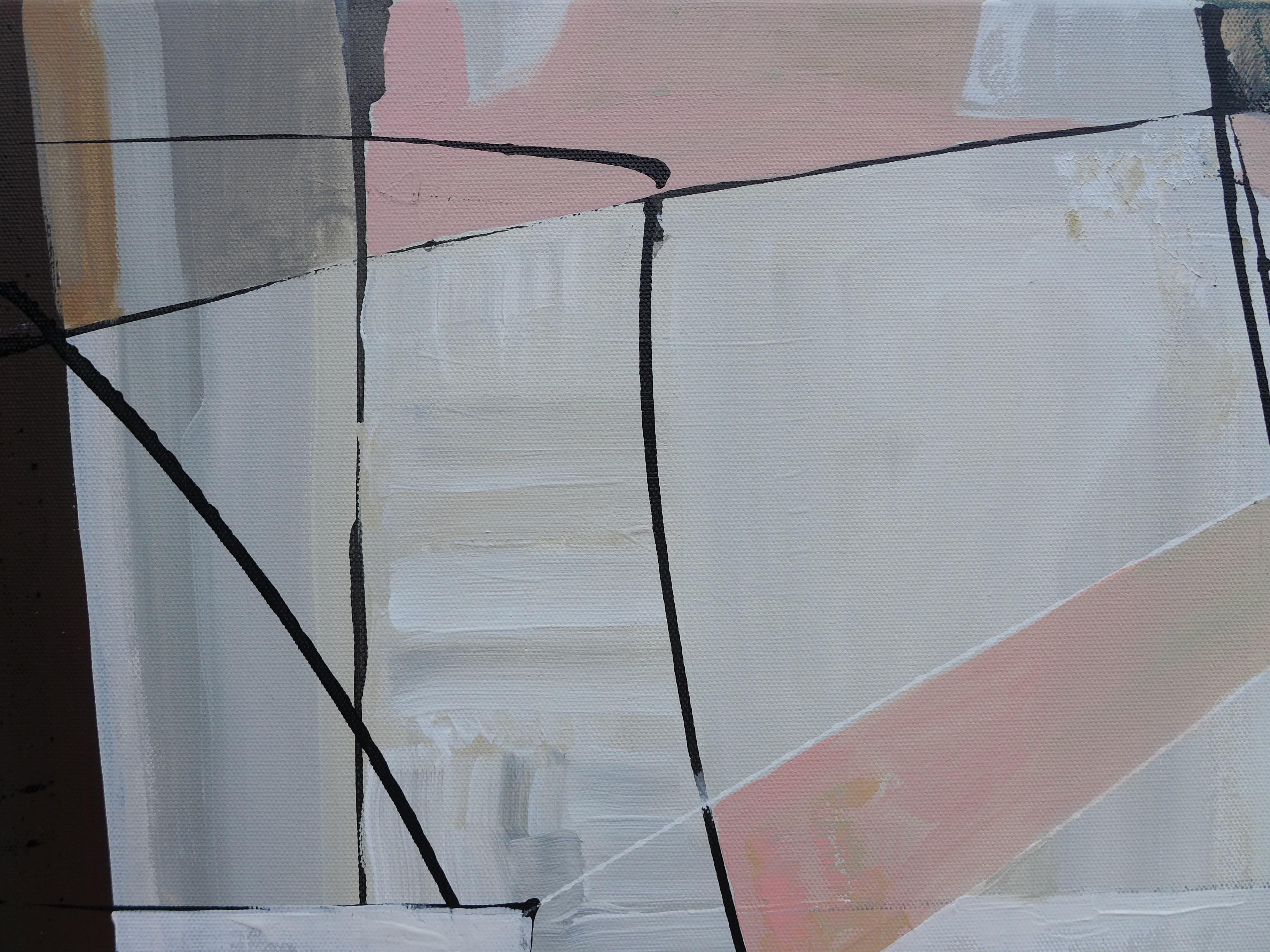 I Know - Grande dipinto astratto contemporaneo con inchiostro rosa, oro e nero - Painting di Anna Sudbina