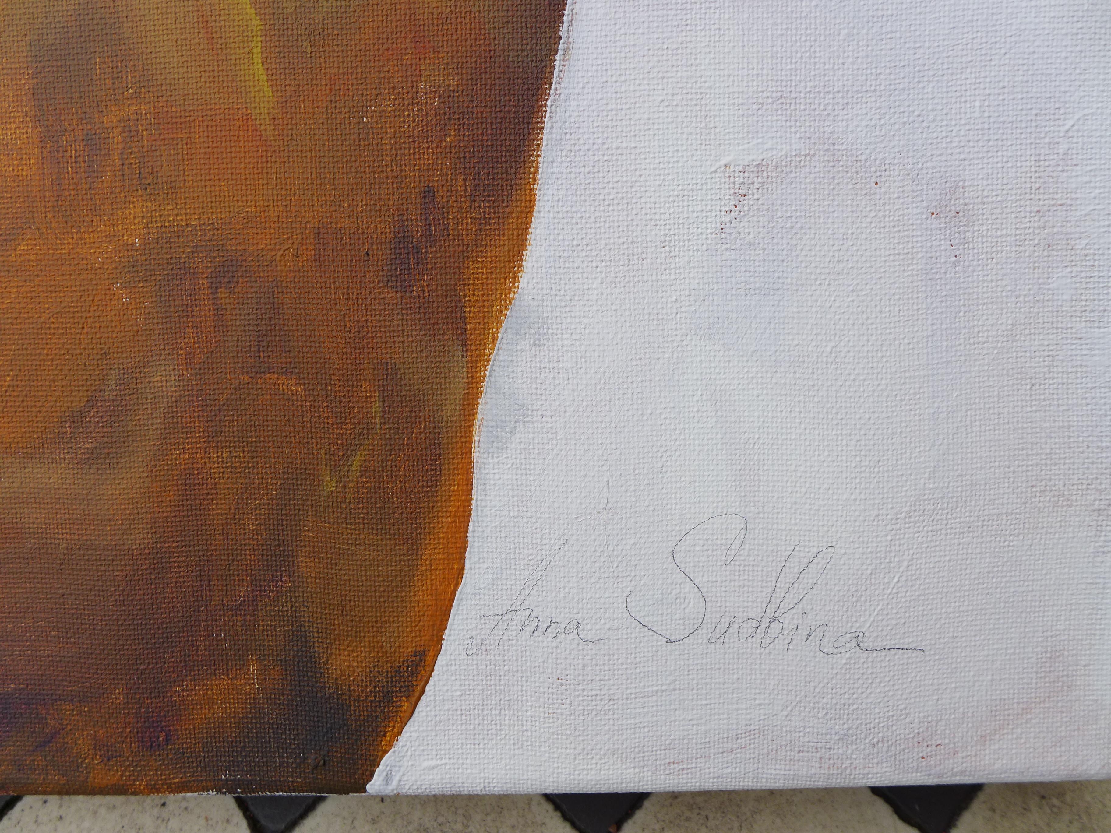 I Used To Have Legs 2 - Grande peinture abstraite contemporaine, blanc et or  - Painting de Anna Sudbina