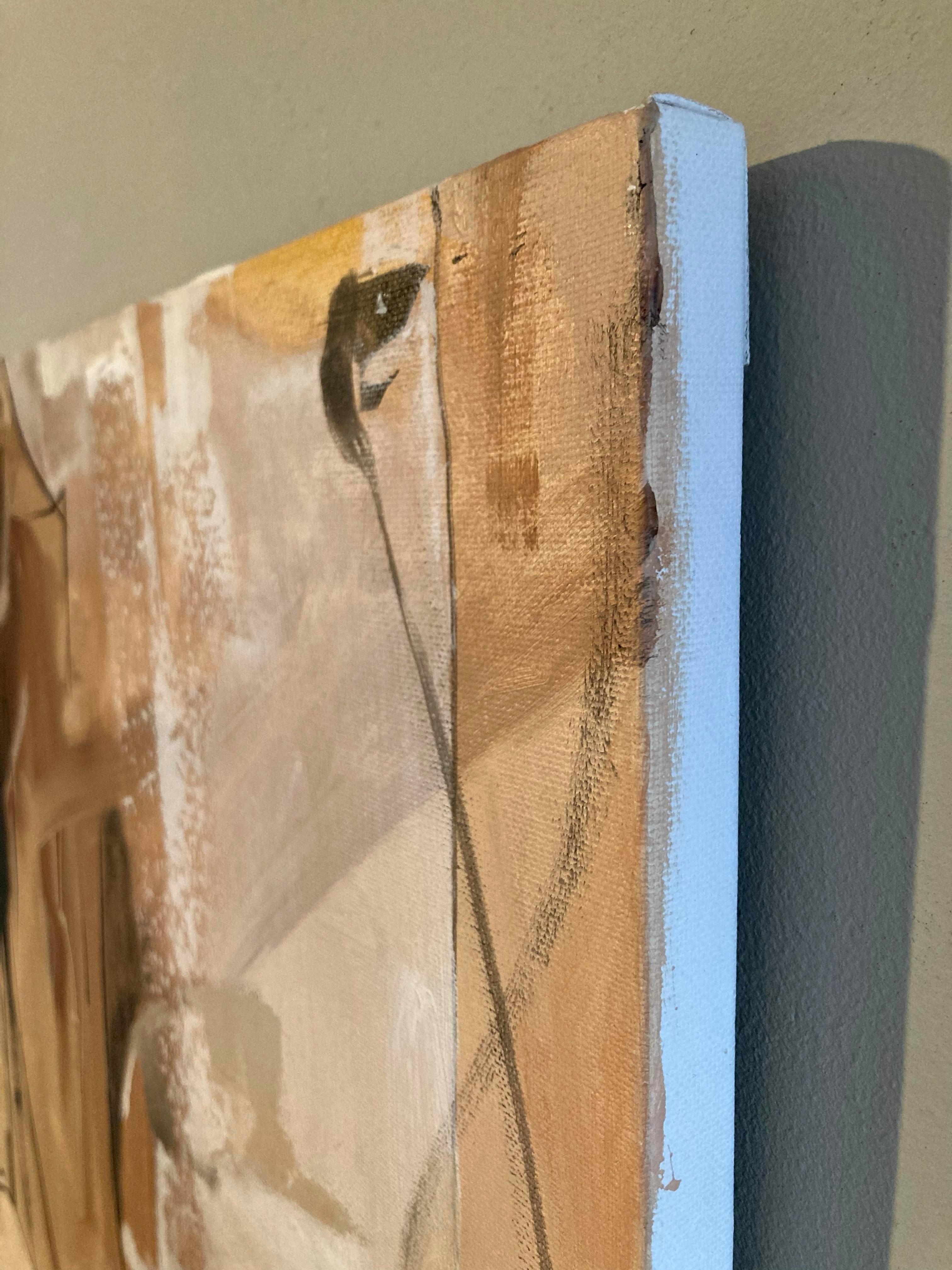 The Feminine - Peinture monochrome abstraite contemporaine en brun pastel - Marron Abstract Painting par Anna Sudbina