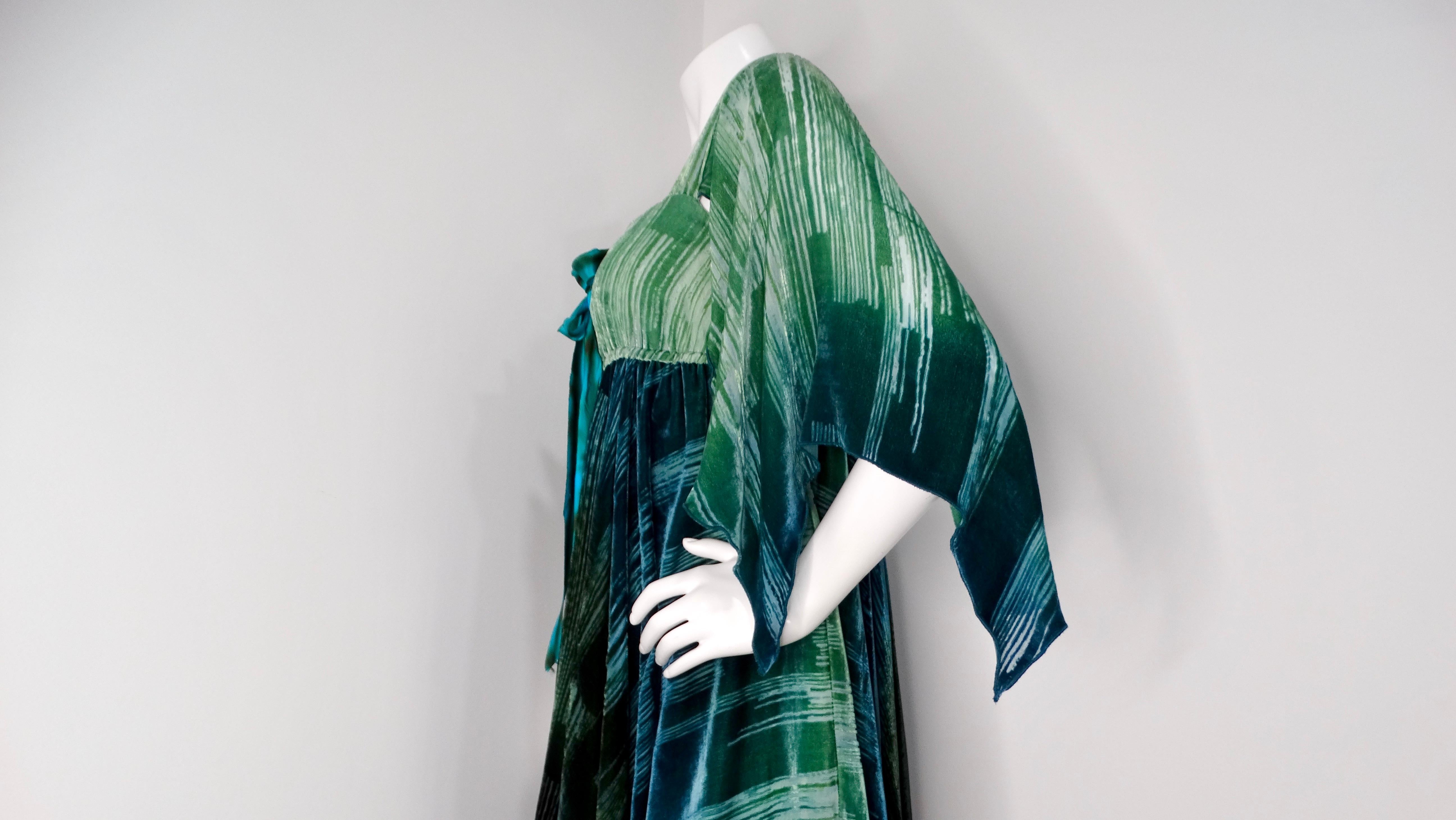 Anna Sui 2000s Teal Handkerchief Midi Dress In Good Condition For Sale In Scottsdale, AZ